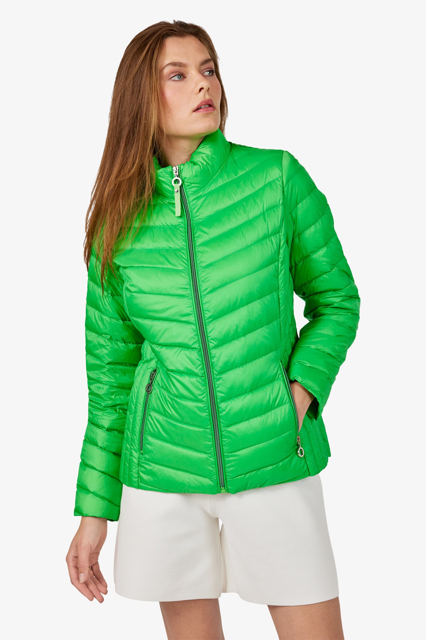 Lightweight Puffer Zip Pocket Spring Jacket. Style FR528