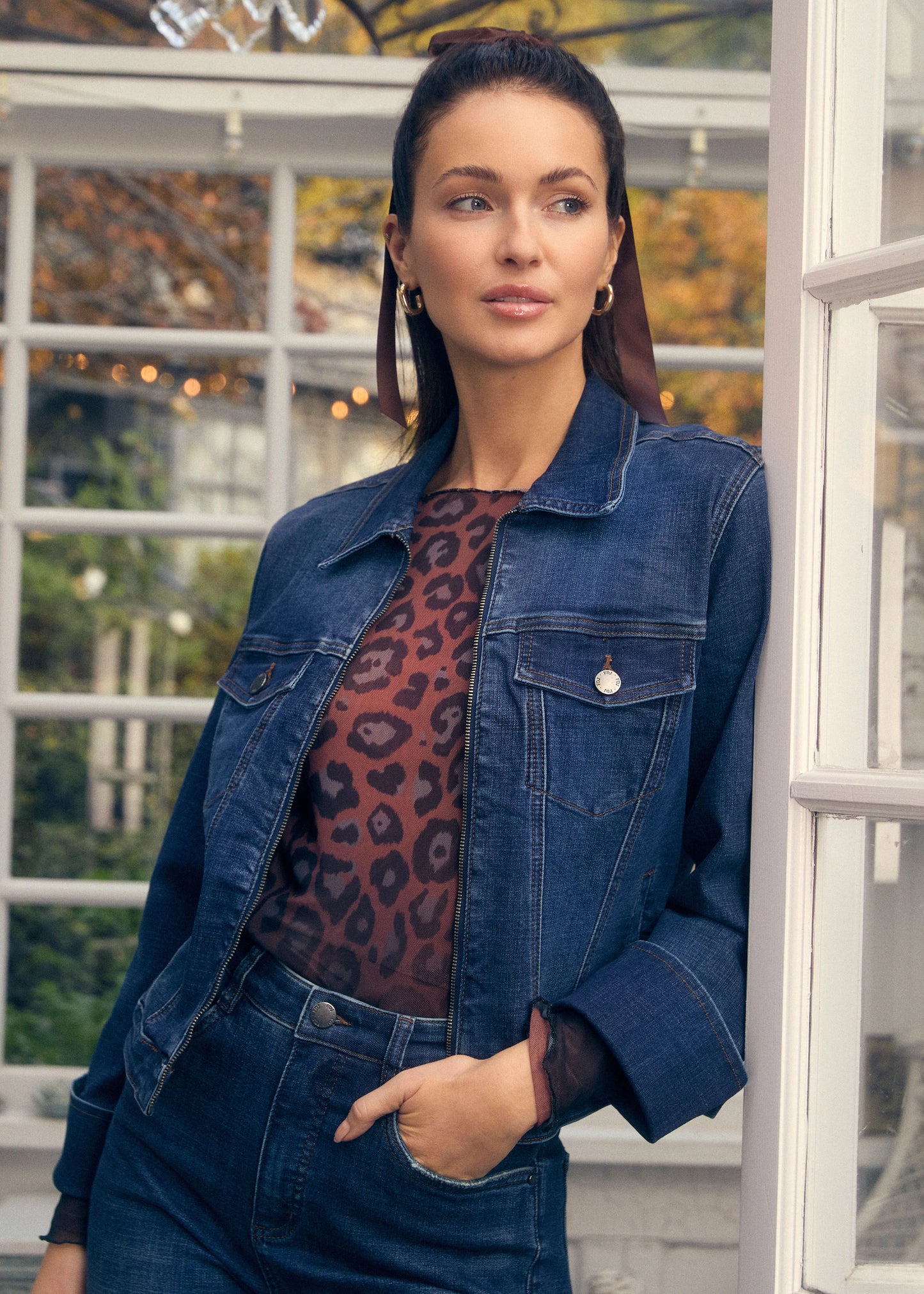 Denim Zip Front Jacket. Style FD1193809