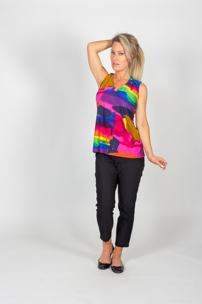 Rainbow Coloured Silver Ring Top. Style PE120-4945