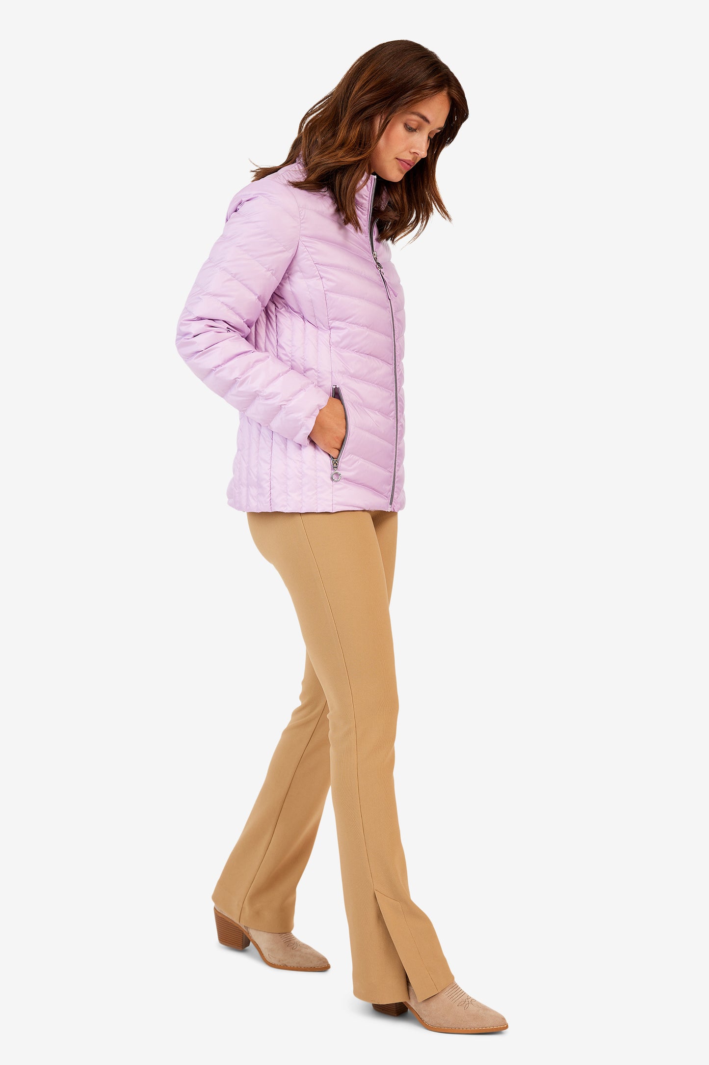Lightweight Puffer Zip Pocket Spring Jacket. Style FR528