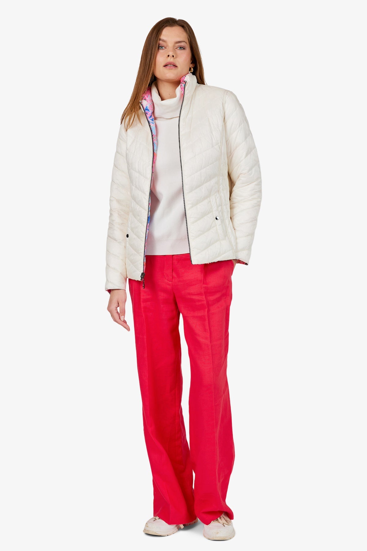 Reversible Patterned/Solid Lightweight Puffer Jacket. Style FR226