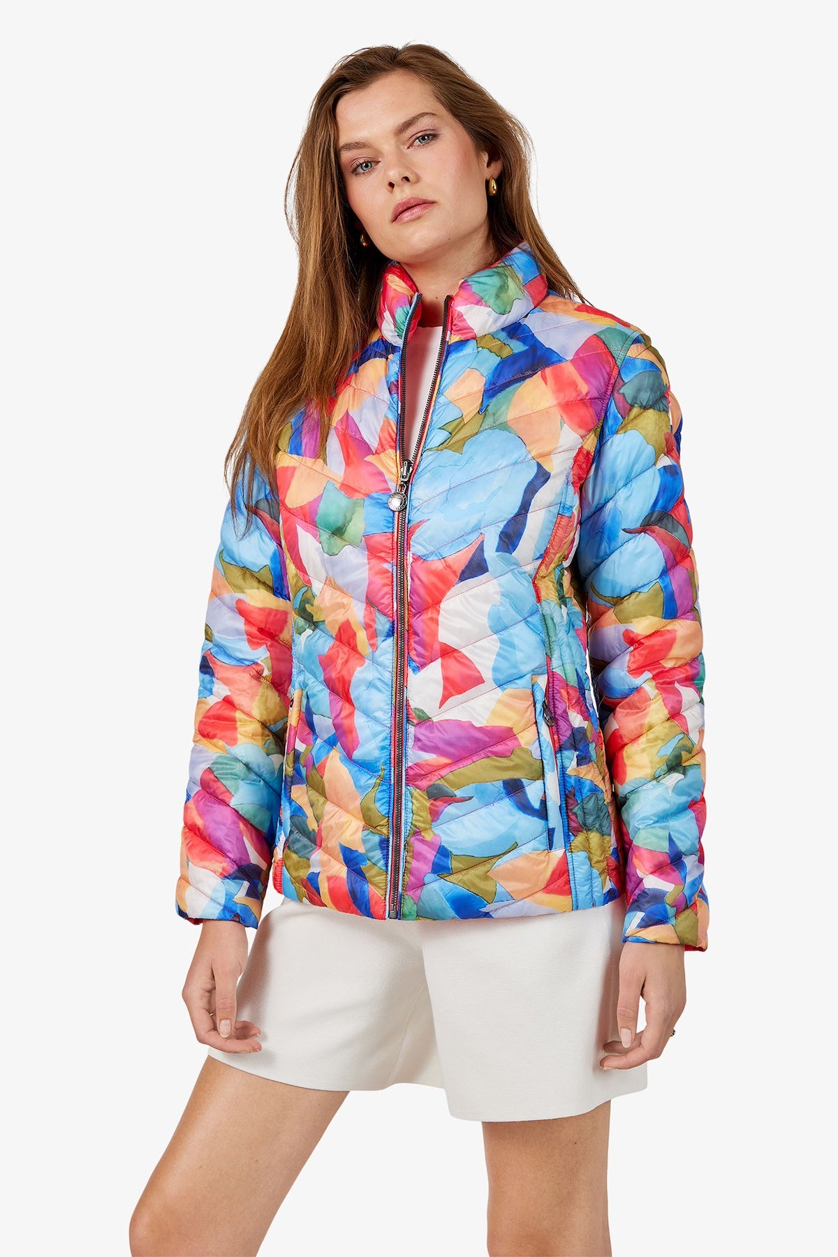 Reversible Patterned/Solid Lightweight Puffer Jacket. Style FR226