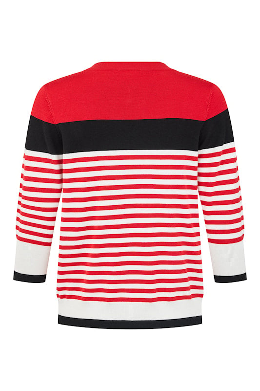 Pull-Over Crew Neck Stripped Sweater. Style SUN6253