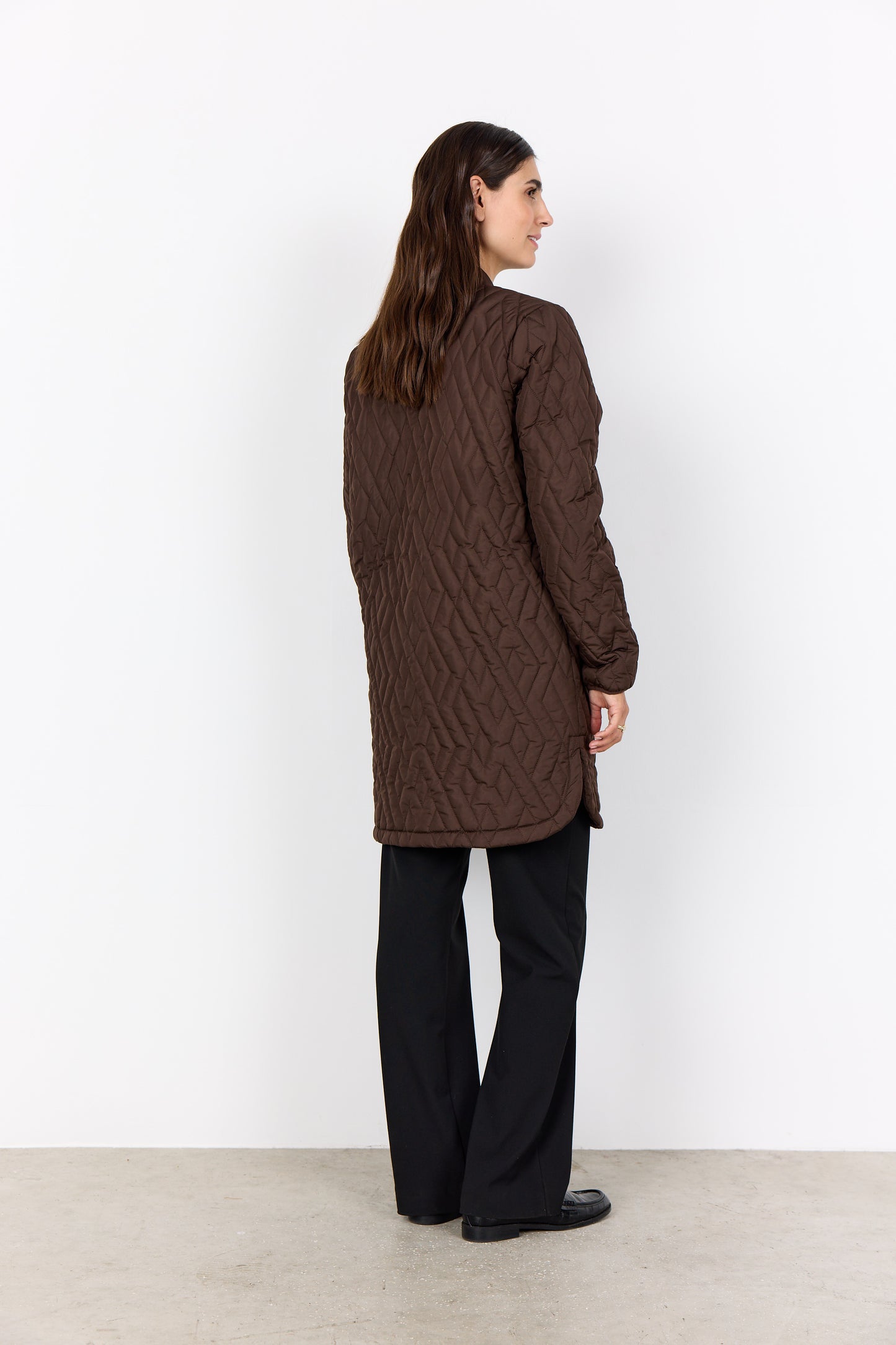 Long Quilted Zip Front Jacket. Style SOYA4PF16782