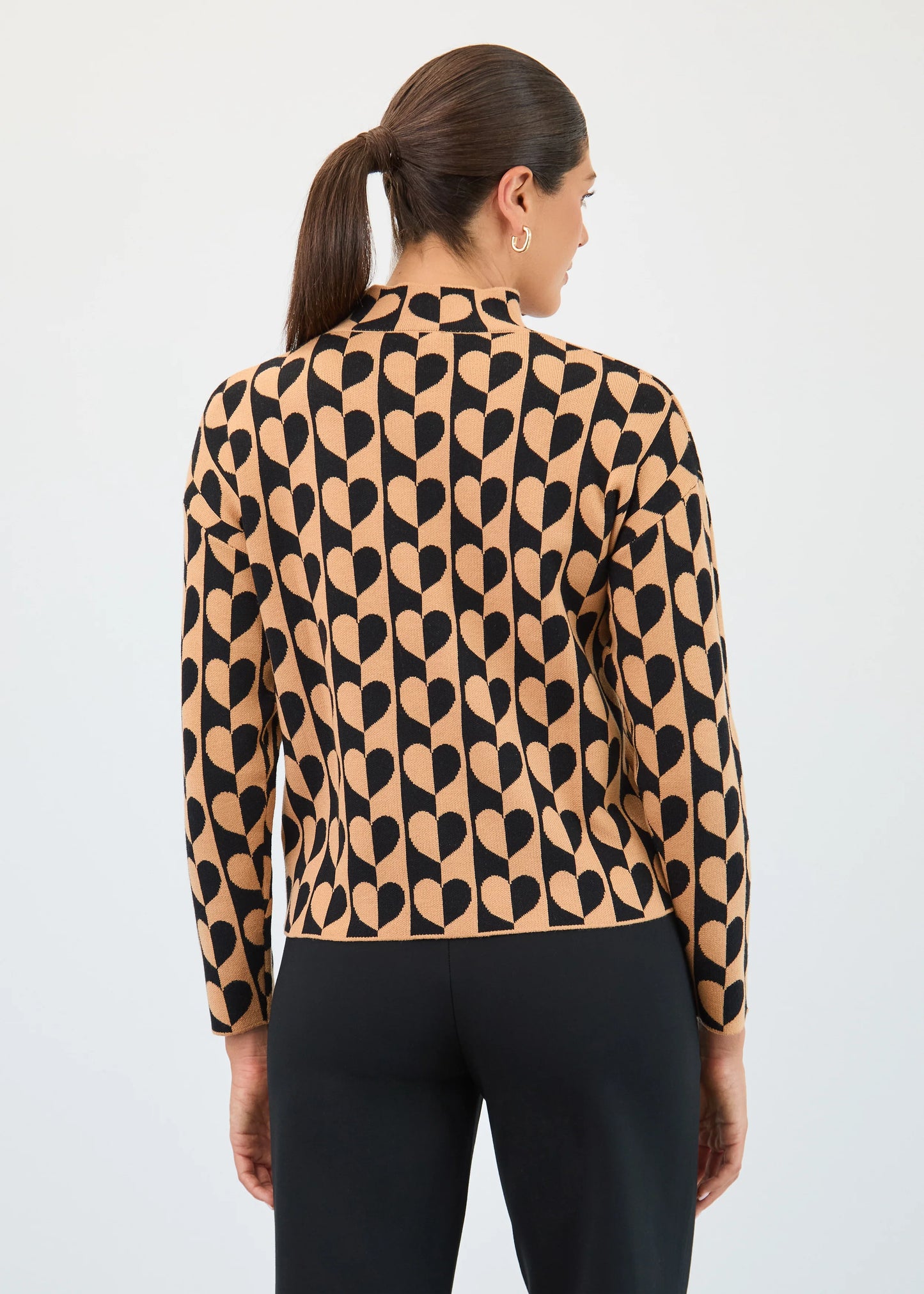 Mock Neck Heart Pattern Sweater. Style FD1893578