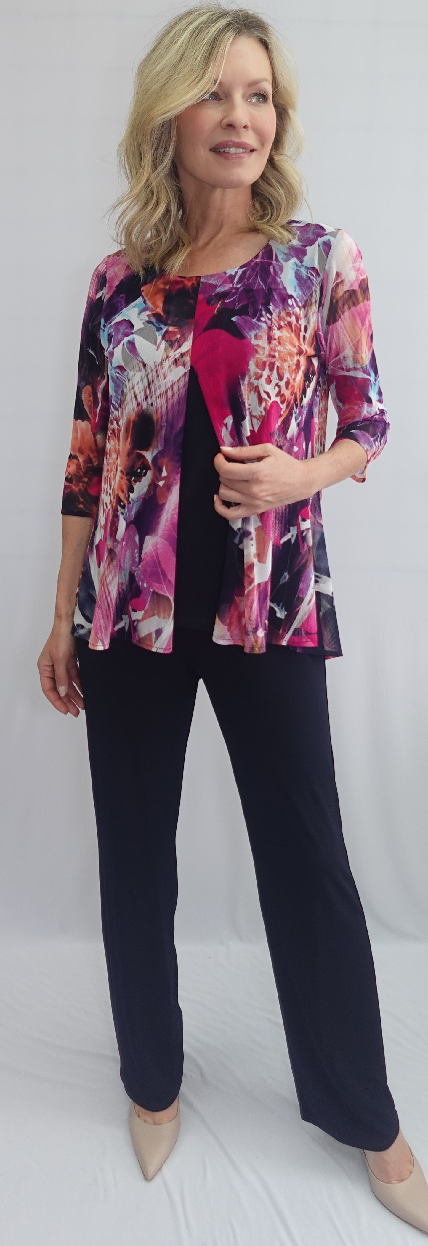 Multi Colour Sheer Sleeve Layered Top. Style SW202216