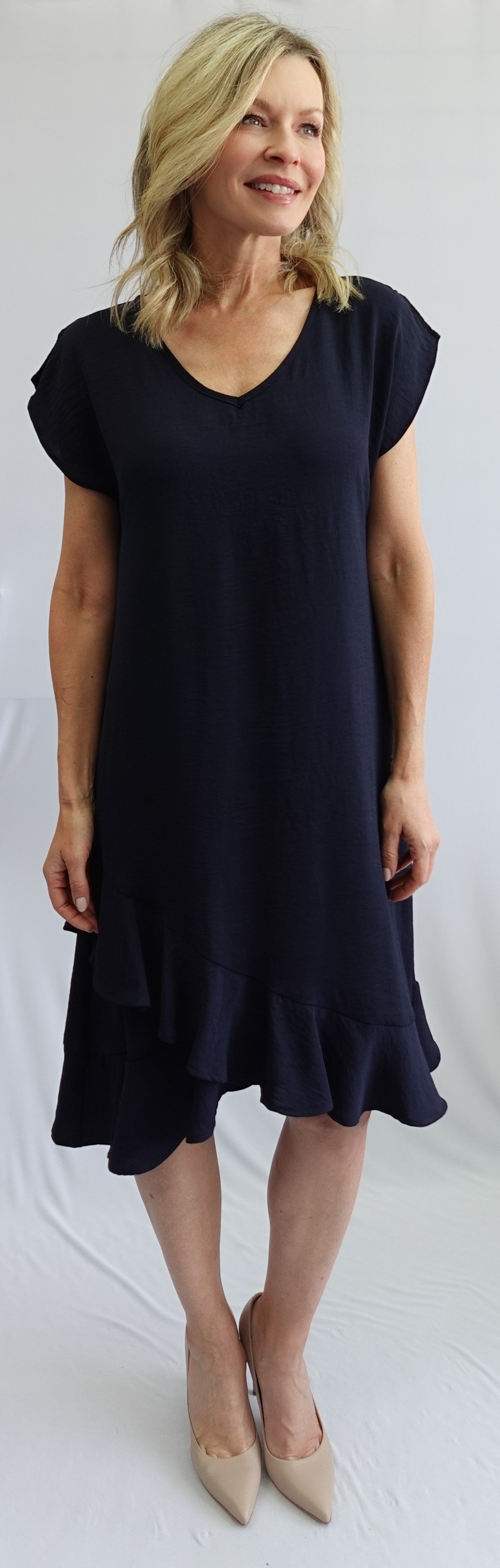 Ruffled Hem Cap Sleeve Dress. Style SW207600