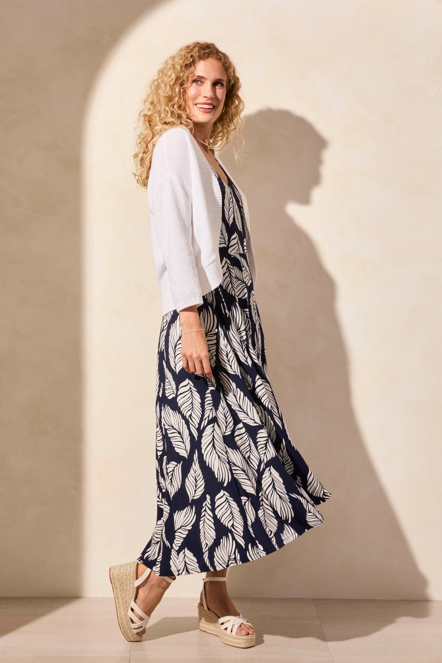 Cotton Curved-Hem Cocoon Cardigan. Style TR2205O-576