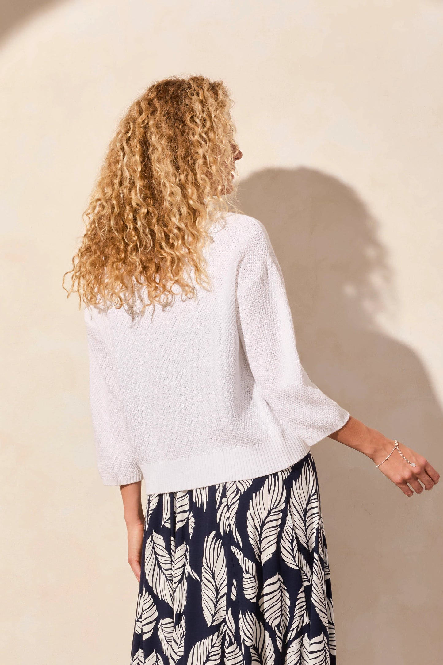 Cotton Curved-Hem Cocoon Cardigan. Style TR2205O-576
