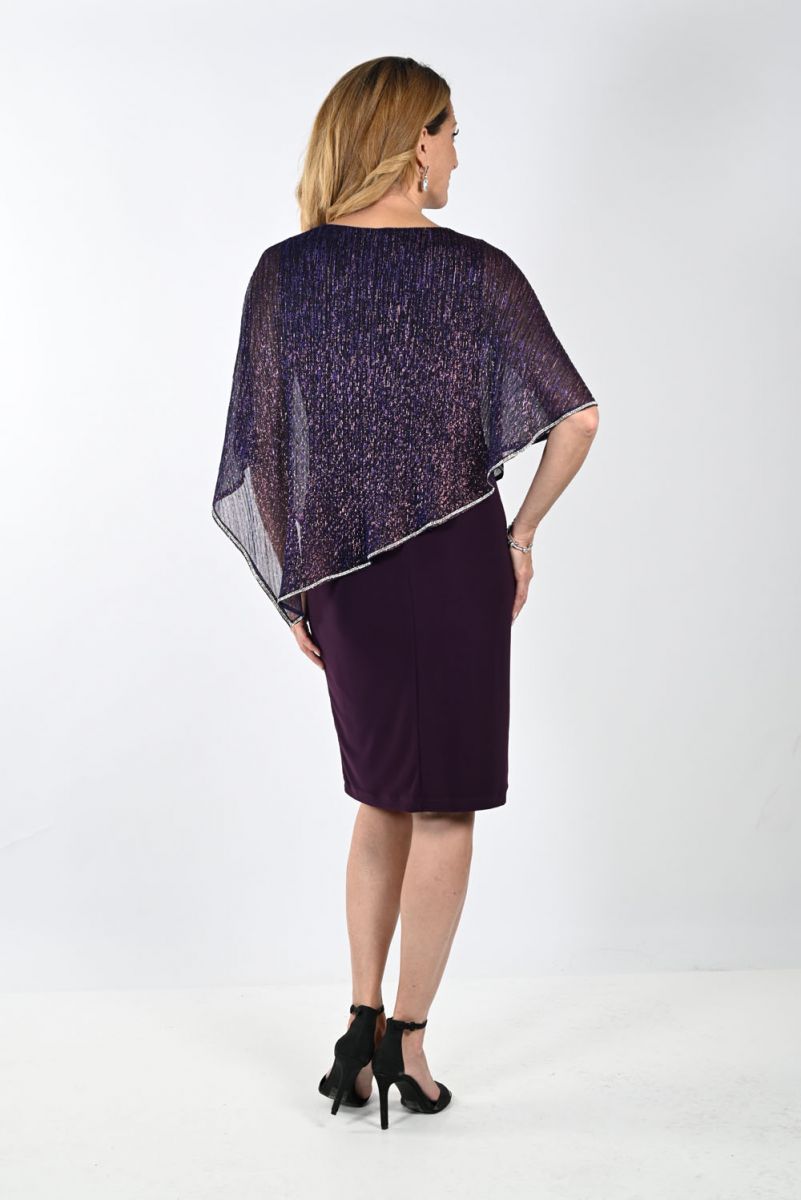Sheer Capr Ovelay Rhinestone Trim Dress. Style FL239158