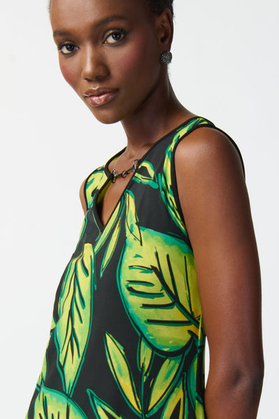 Tropical Print Silky Knit A-Line Dress. Style JR241119