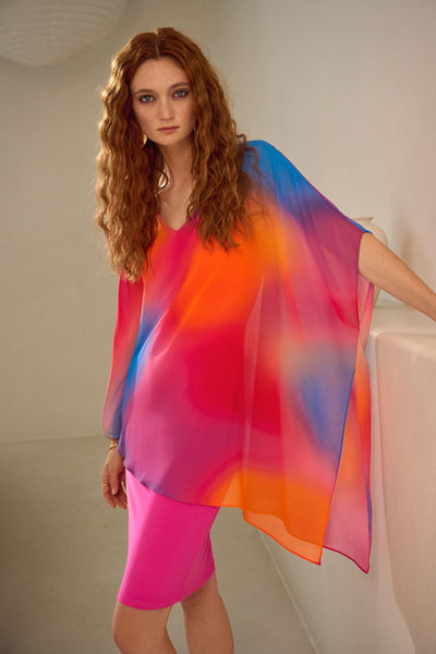 Ombre Layered Poncho Dress. Style JR242207