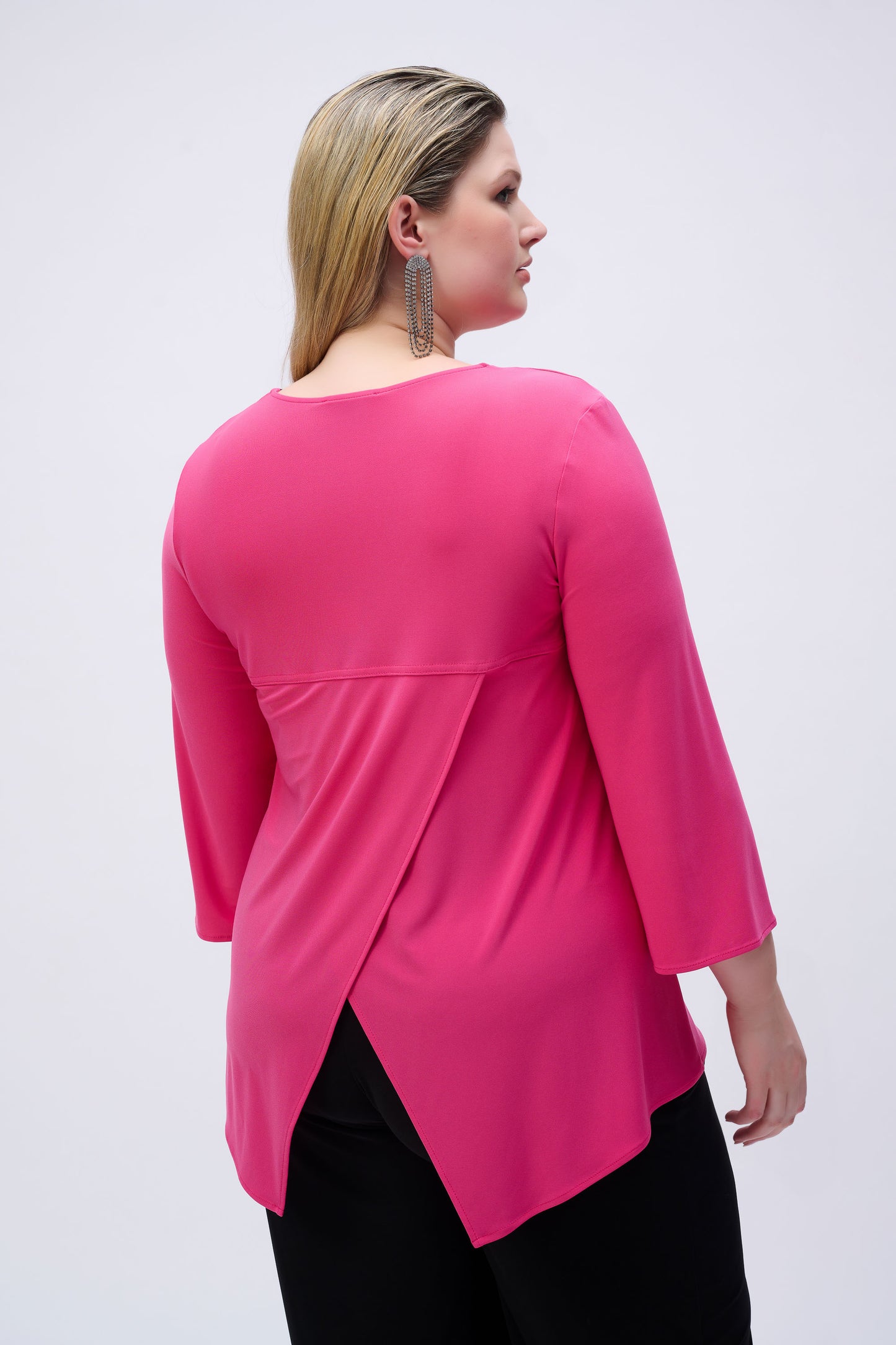 Silky Knit Fit & Flare Rhinestone Zip Tunic. Style JR243314S25
