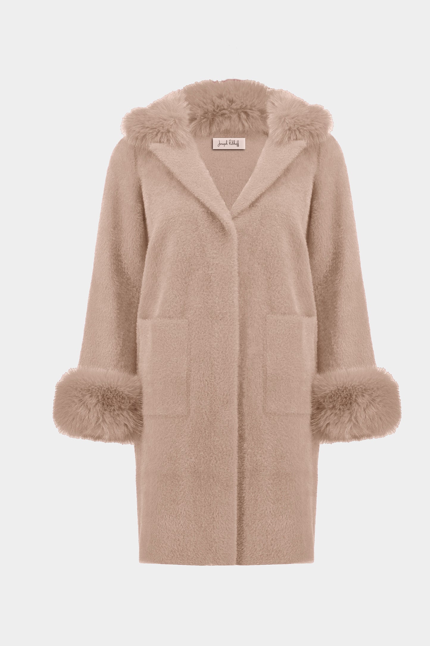 Feather Yarn Faux Fur Detailing Coat. Style JR243923
