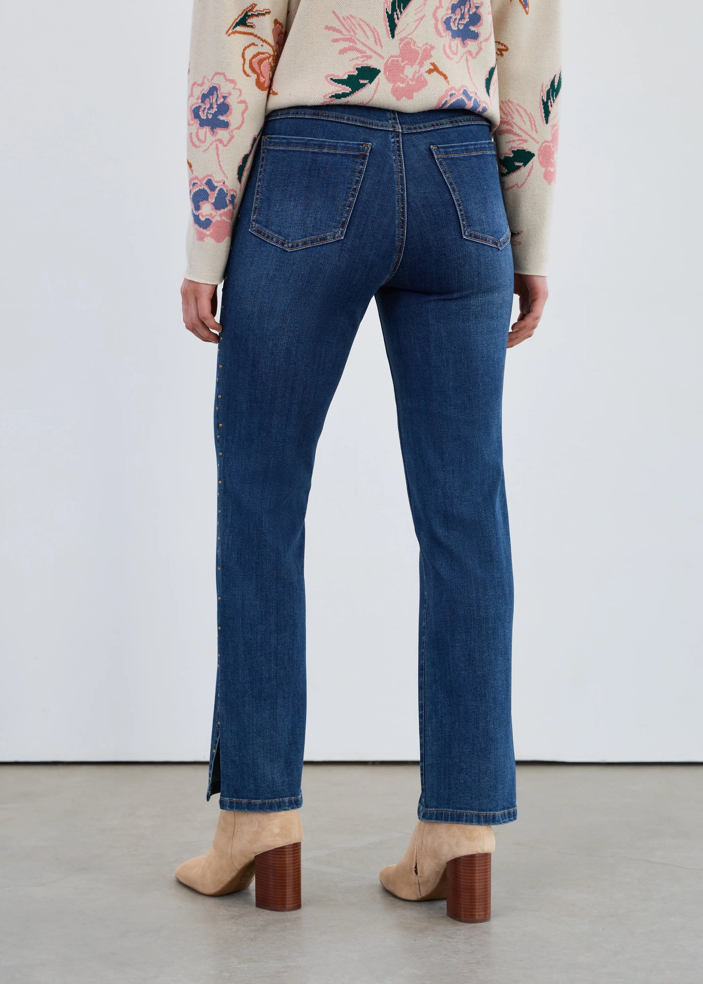 Pull-On Straight Leg Studded Ankle Jean. Style FD2477669