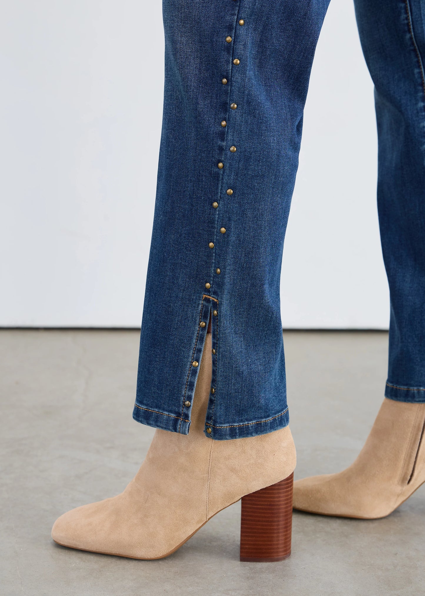 Pull-On Straight Leg Studded Ankle Jean. Style FD2477669