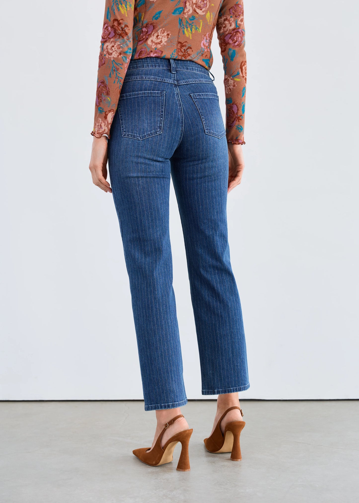 Olivia Pinstripe Straight Ankle Jean. Style FD2507779
