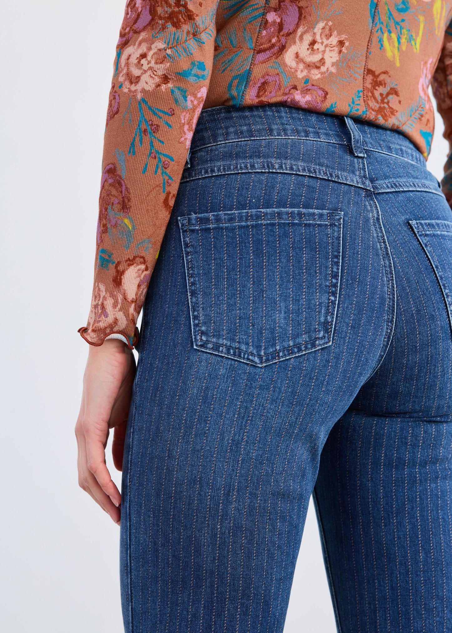Olivia Pinstripe Straight Ankle Jean. Style FD2507779