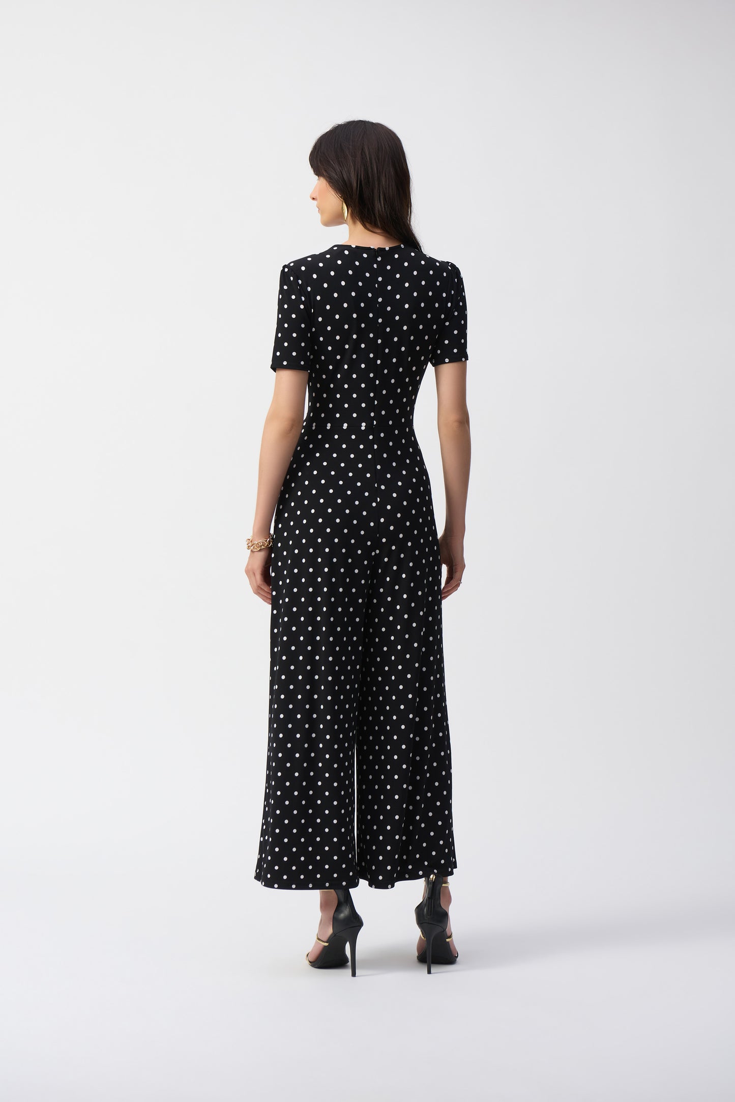 Dot Print Wrap Culotte Jumpsuit. Style JR251008