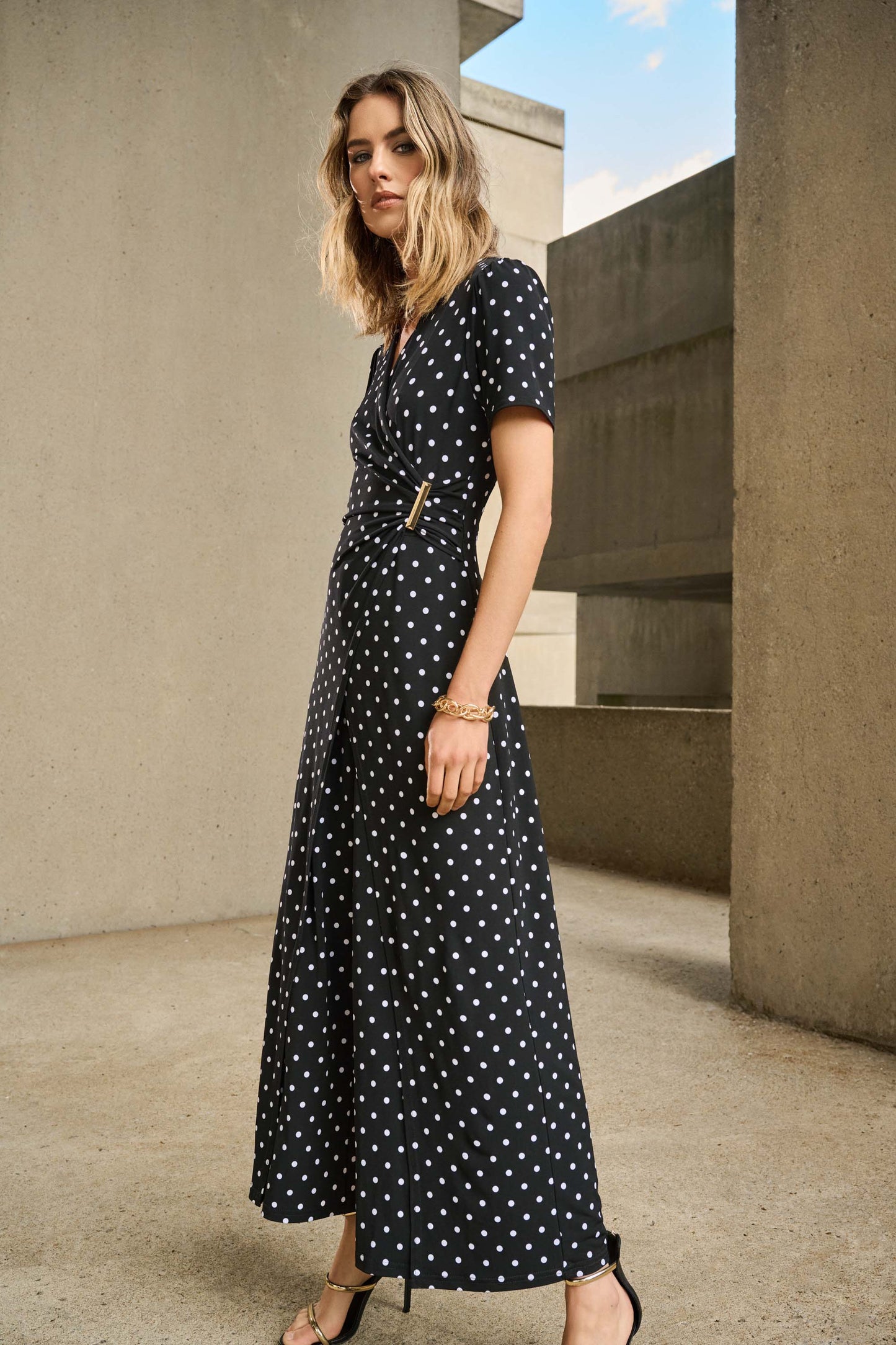 Dot Print Wrap Culotte Jumpsuit. Style JR251008