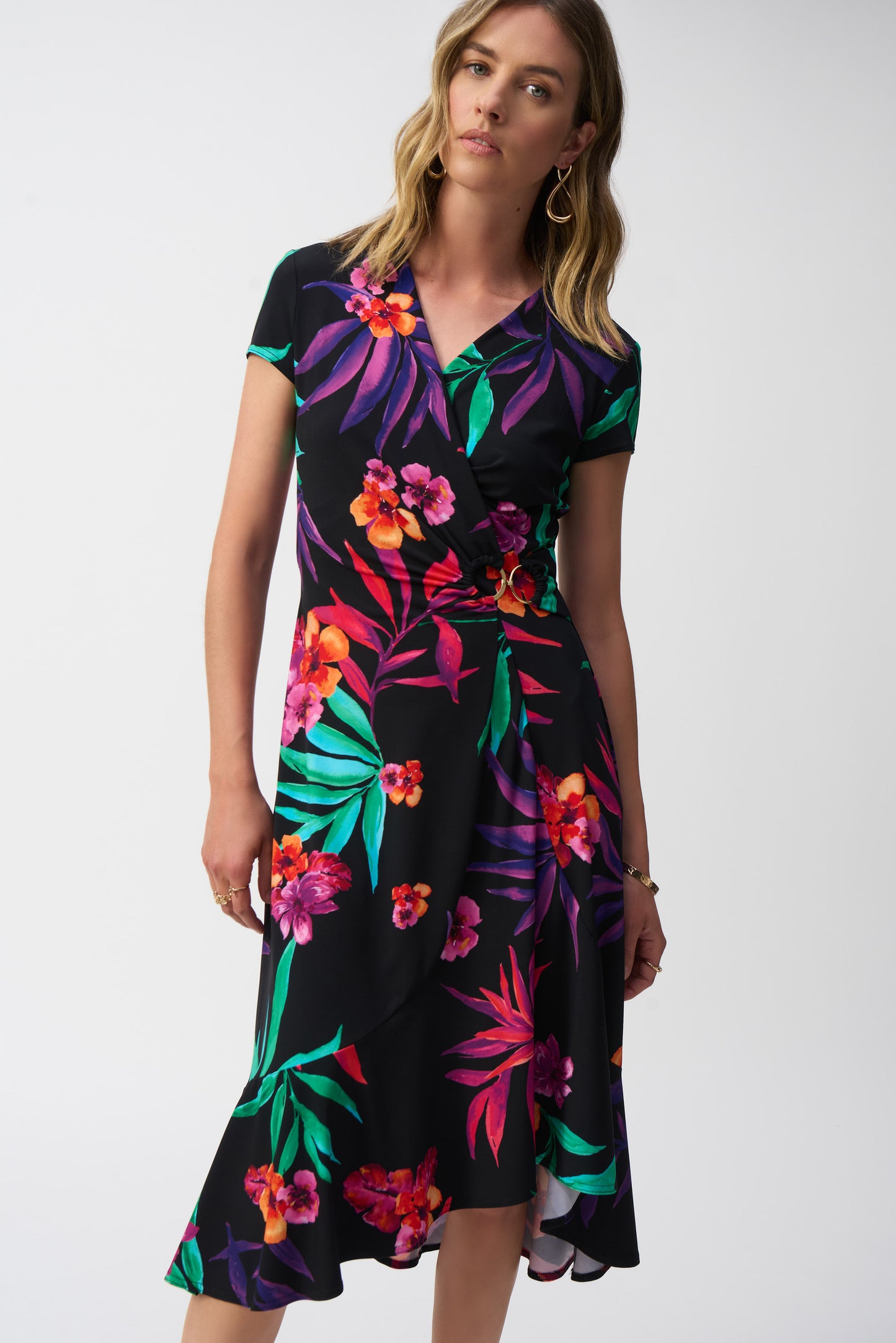 Tropical Print Gather Front Dresss. Style JR251011