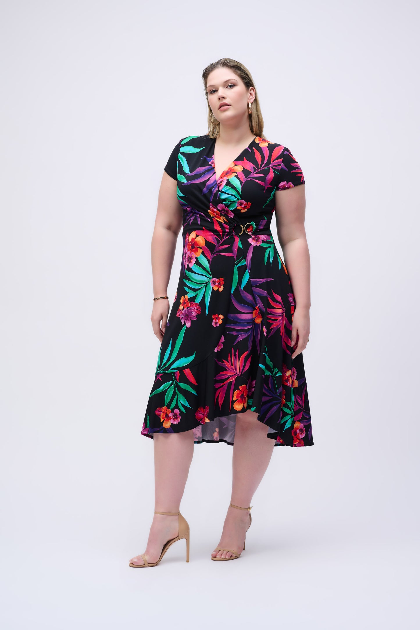 Tropical Print Gather Front Dresss. Style JR251011