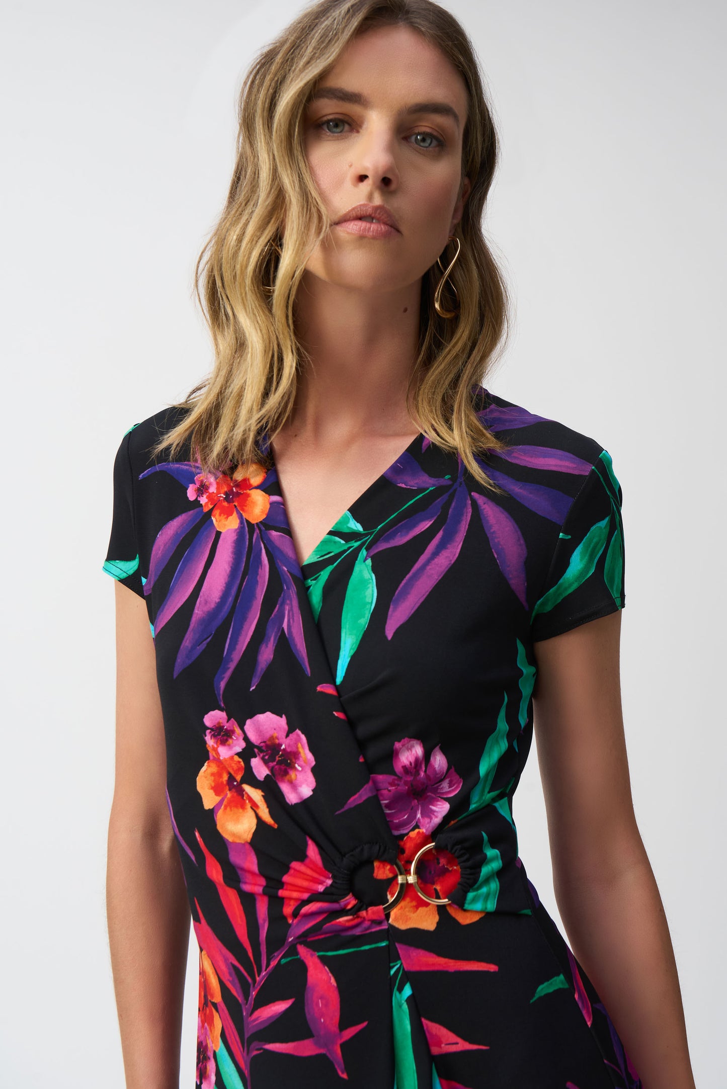 Tropical Print Gather Front Dresss. Style JR251011