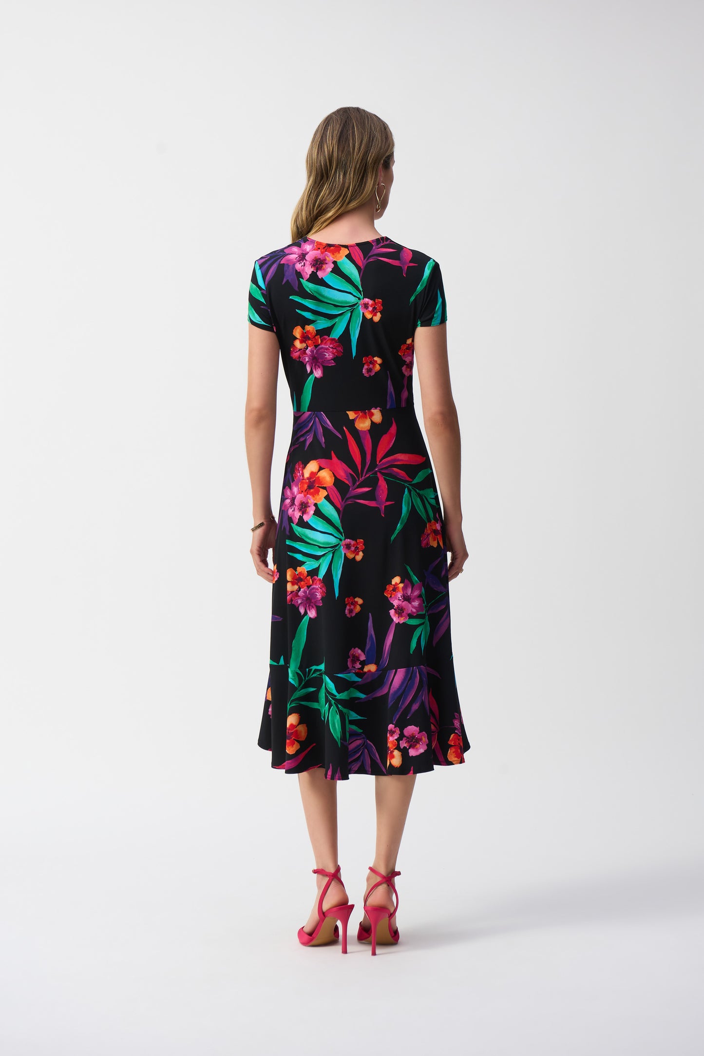 Tropical Print Gather Front Dresss. Style JR251011