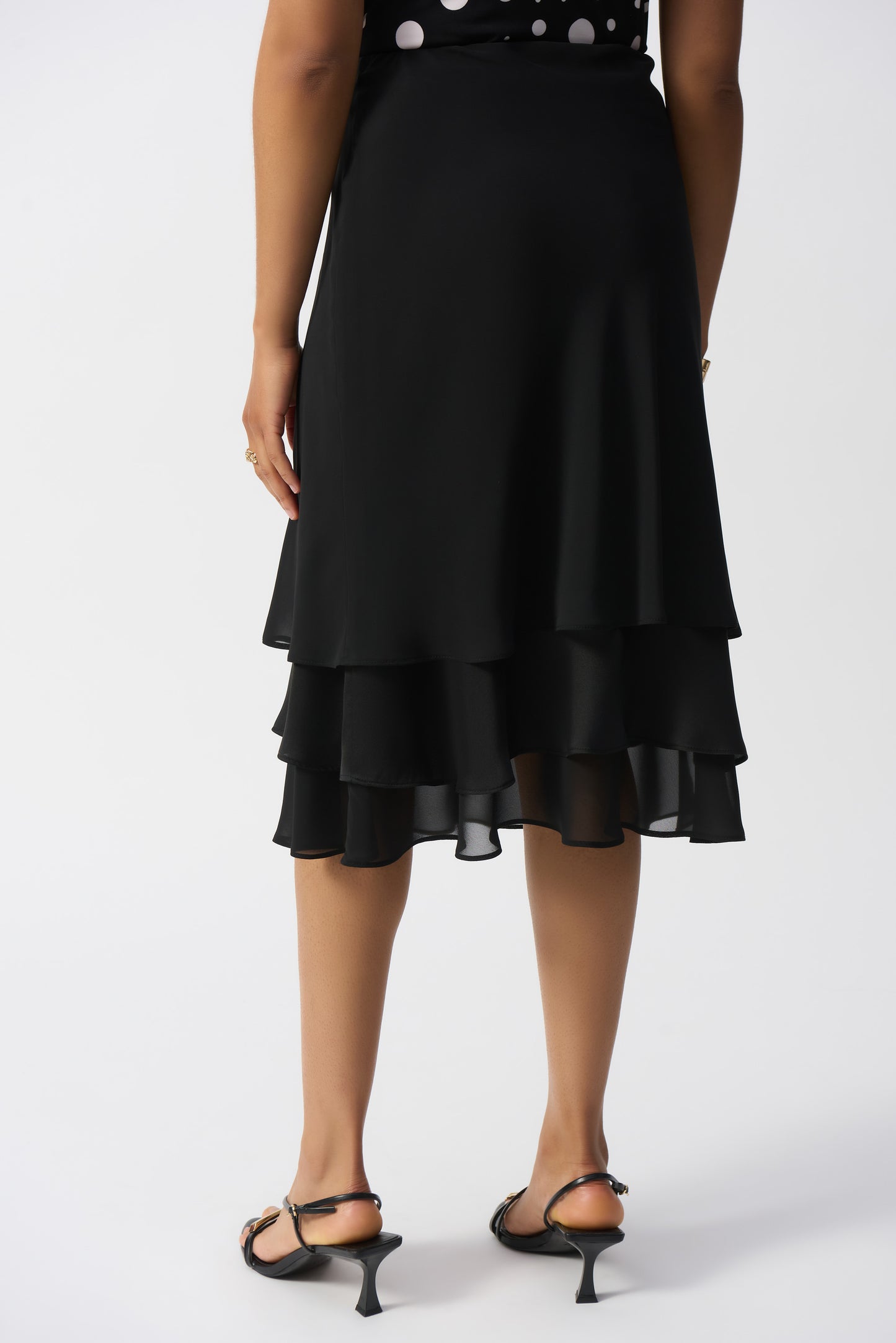 Layered Chiffon & Satin A-Line Skirt. Style JR251020