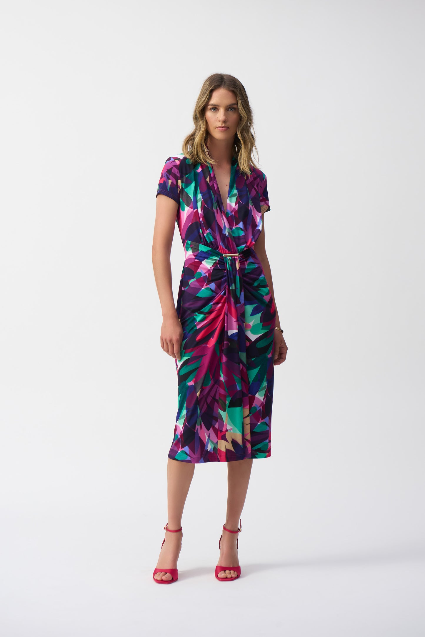 Silky Knit Tropical Print Dress. Style JR251042