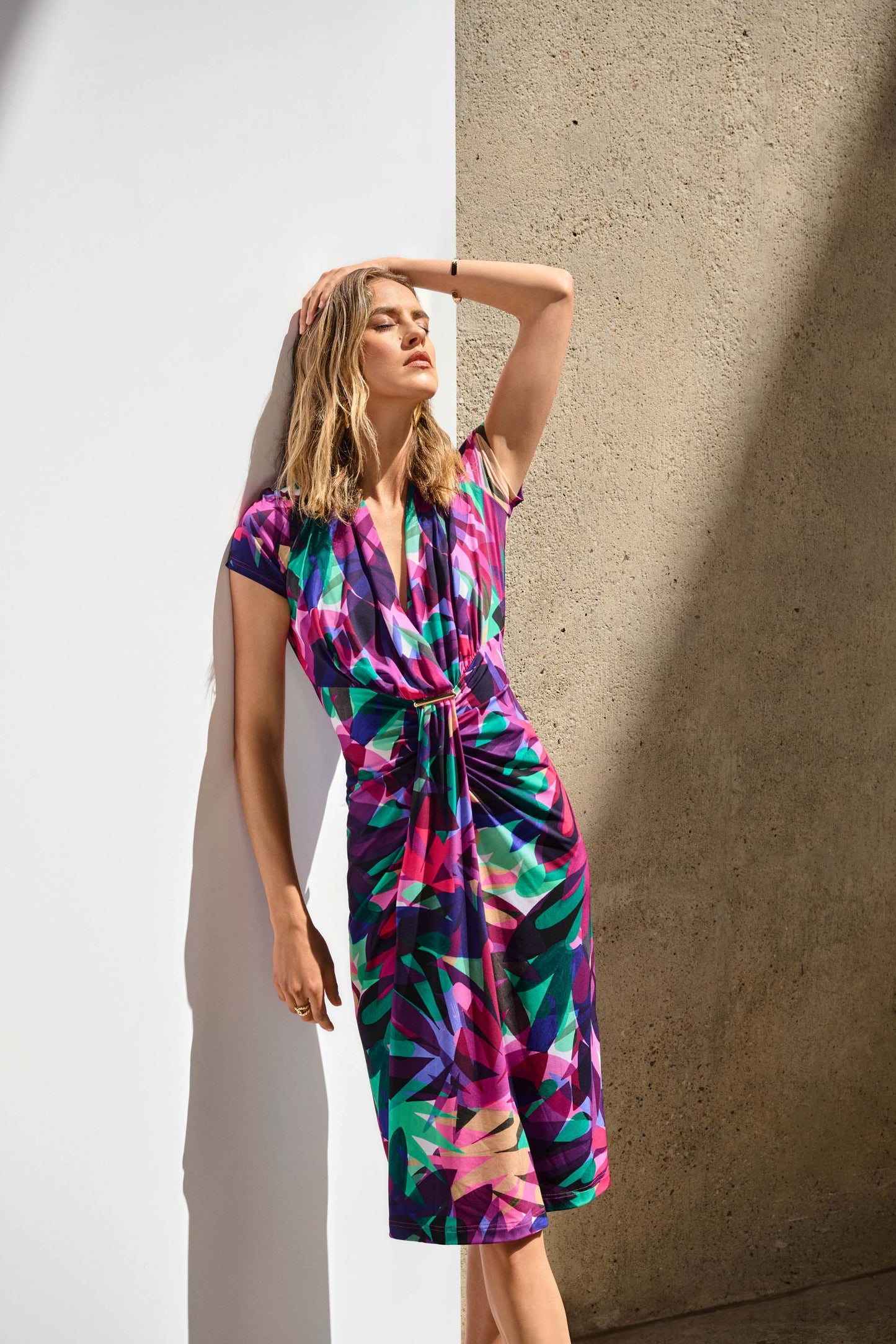 Silky Knit Tropical Print Dress. Style JR251042