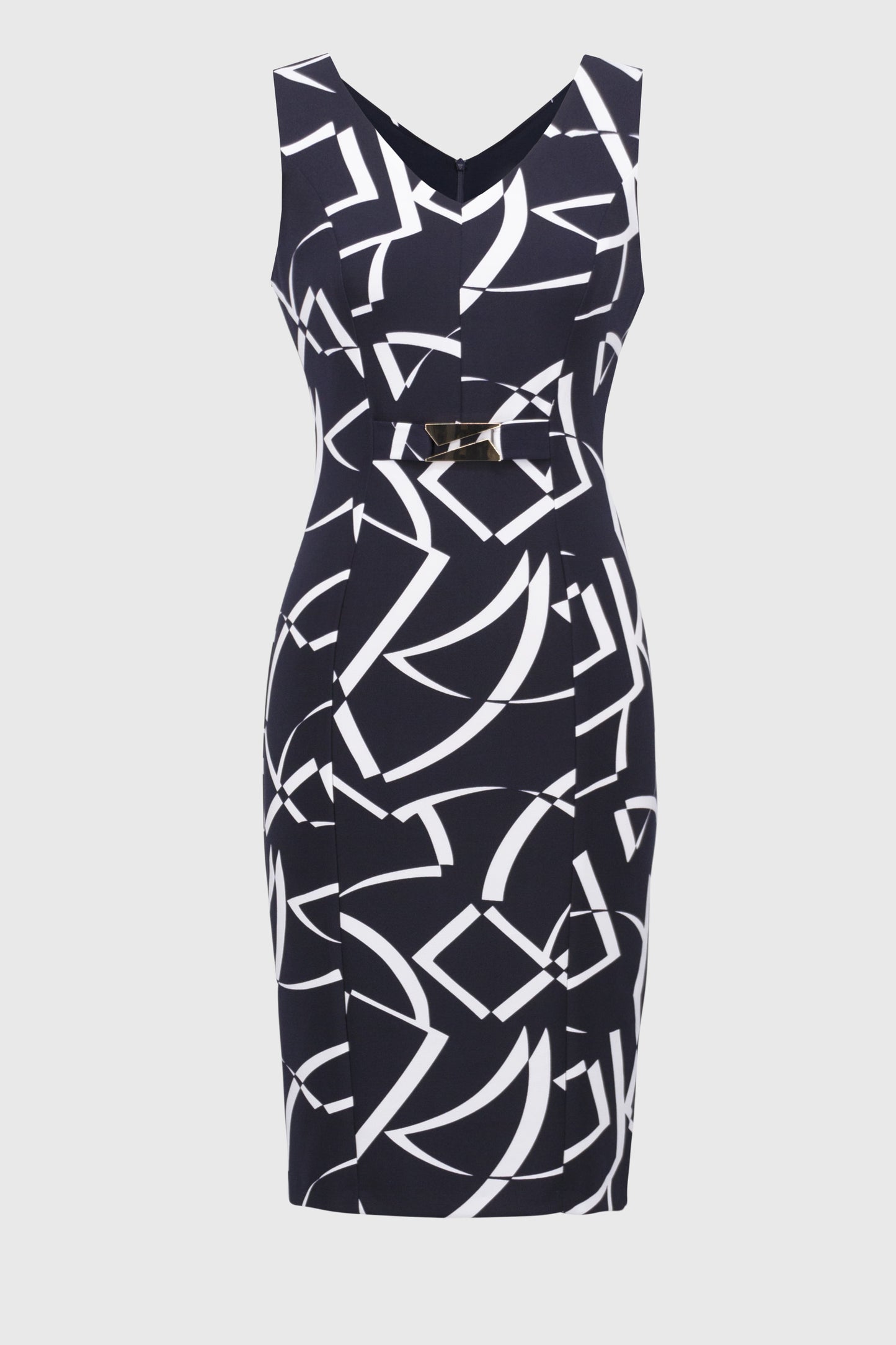 Silky Knit Geo Print Sheath Dress. Style JR251108
