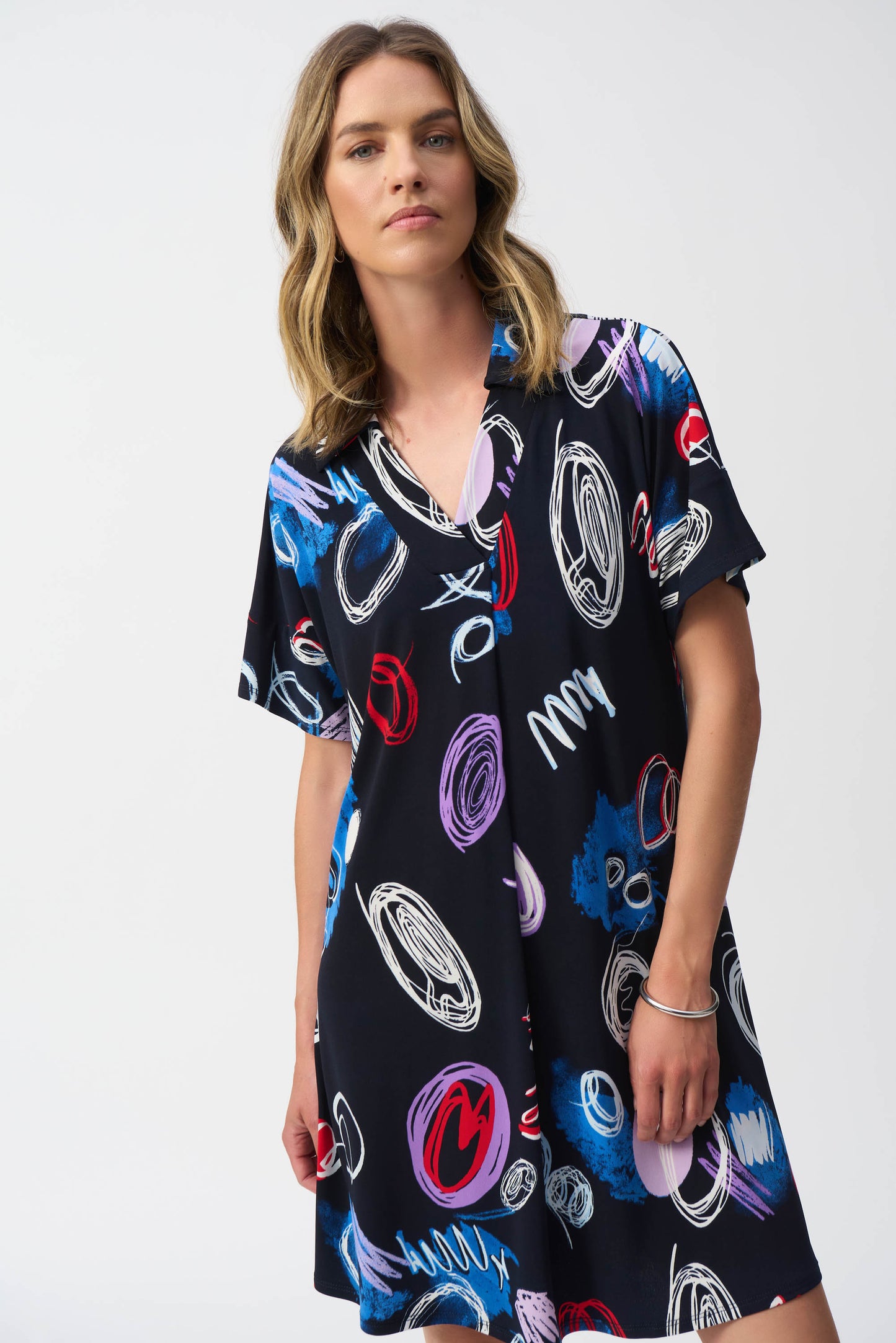 Silky Knit A-Line Dress. Style JR251111