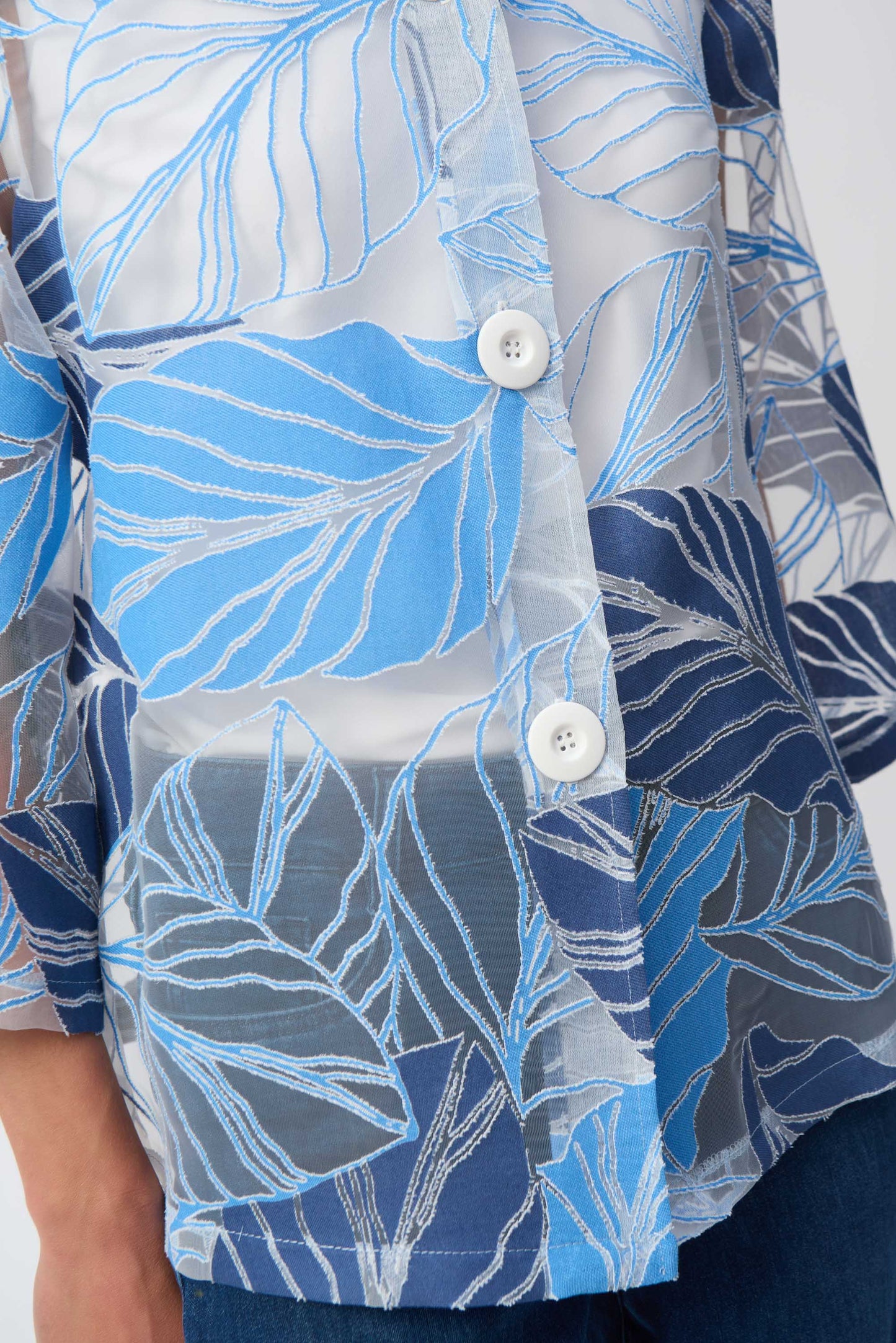 Novelty Leaf Print Trapeze Jacket. Style JR251135