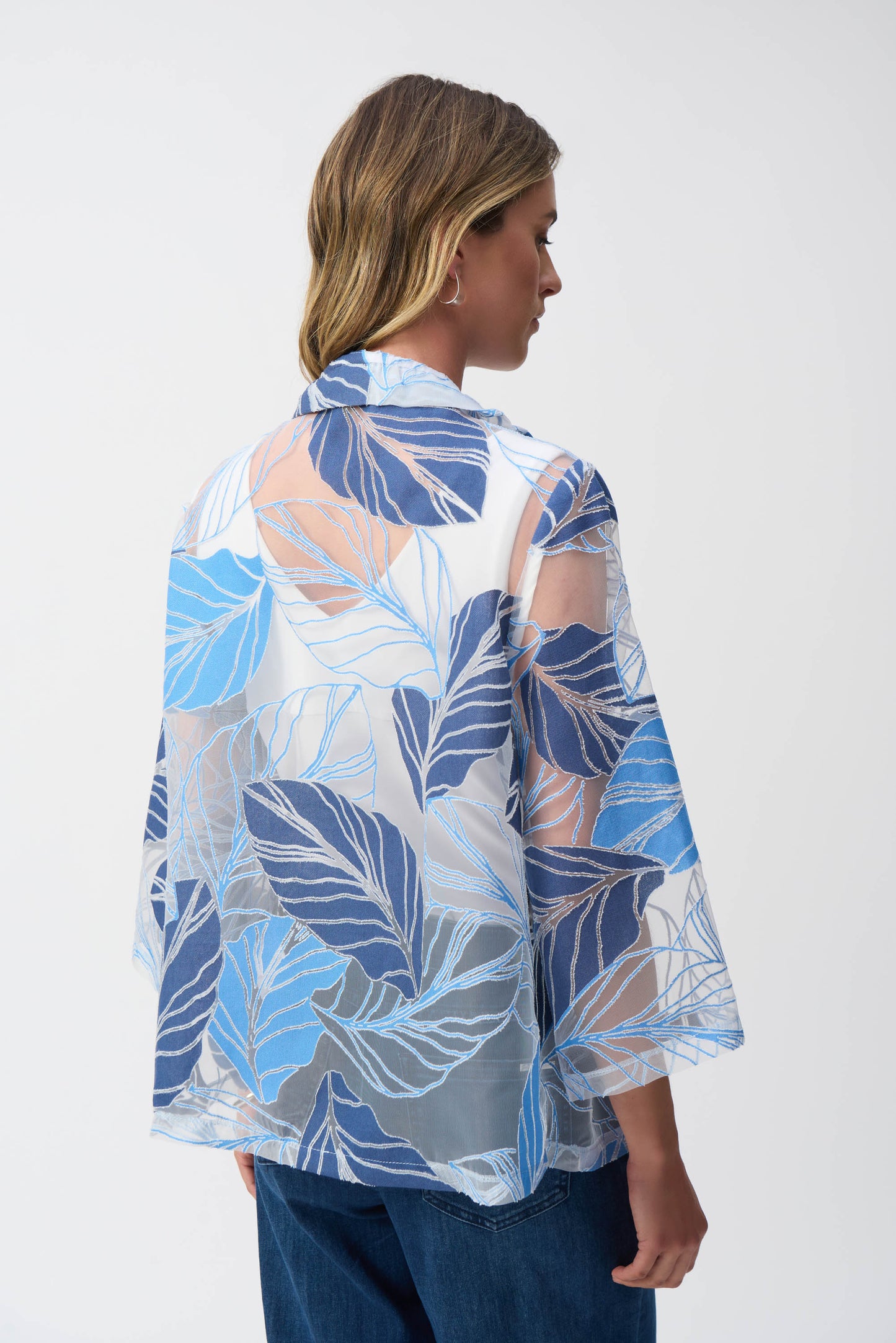 Novelty Leaf Print Trapeze Jacket. Style JR251135