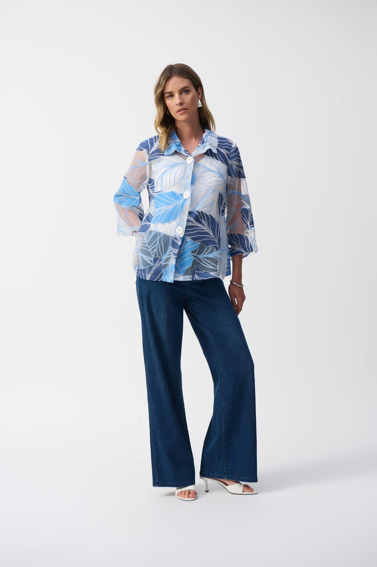 Novelty Leaf Print Trapeze Jacket. Style JR251135