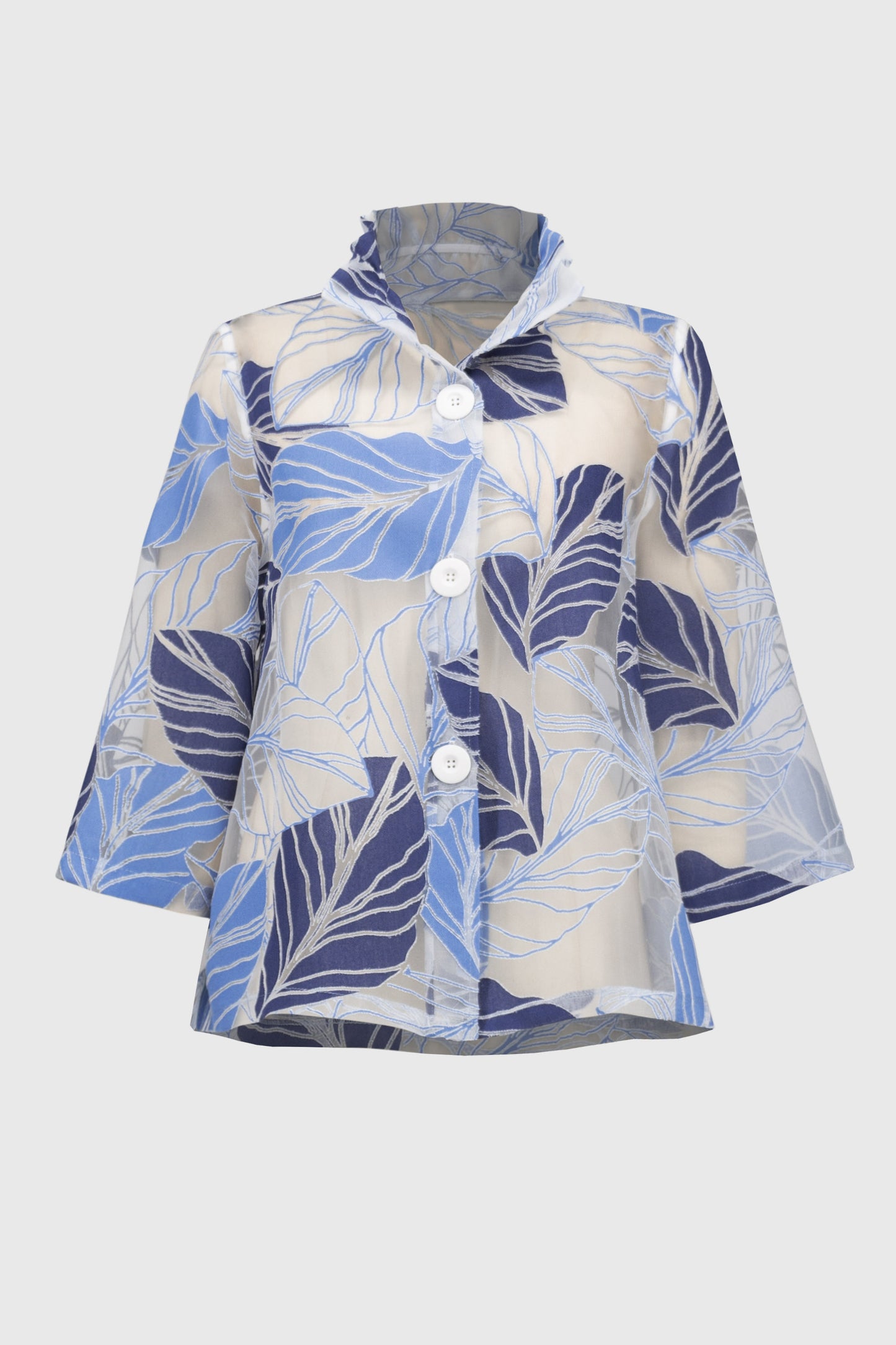 Novelty Leaf Print Trapeze Jacket. Style JR251135