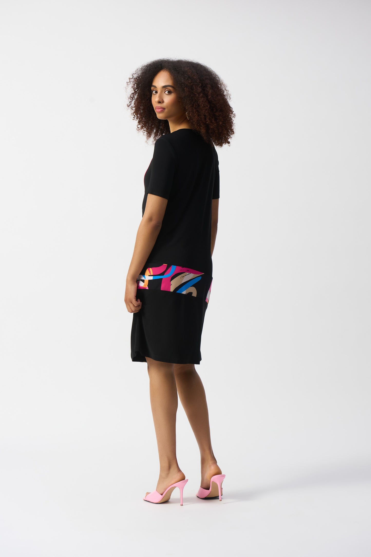 Silky Knit Abstract Print Trapeze Dress. Style JR251203