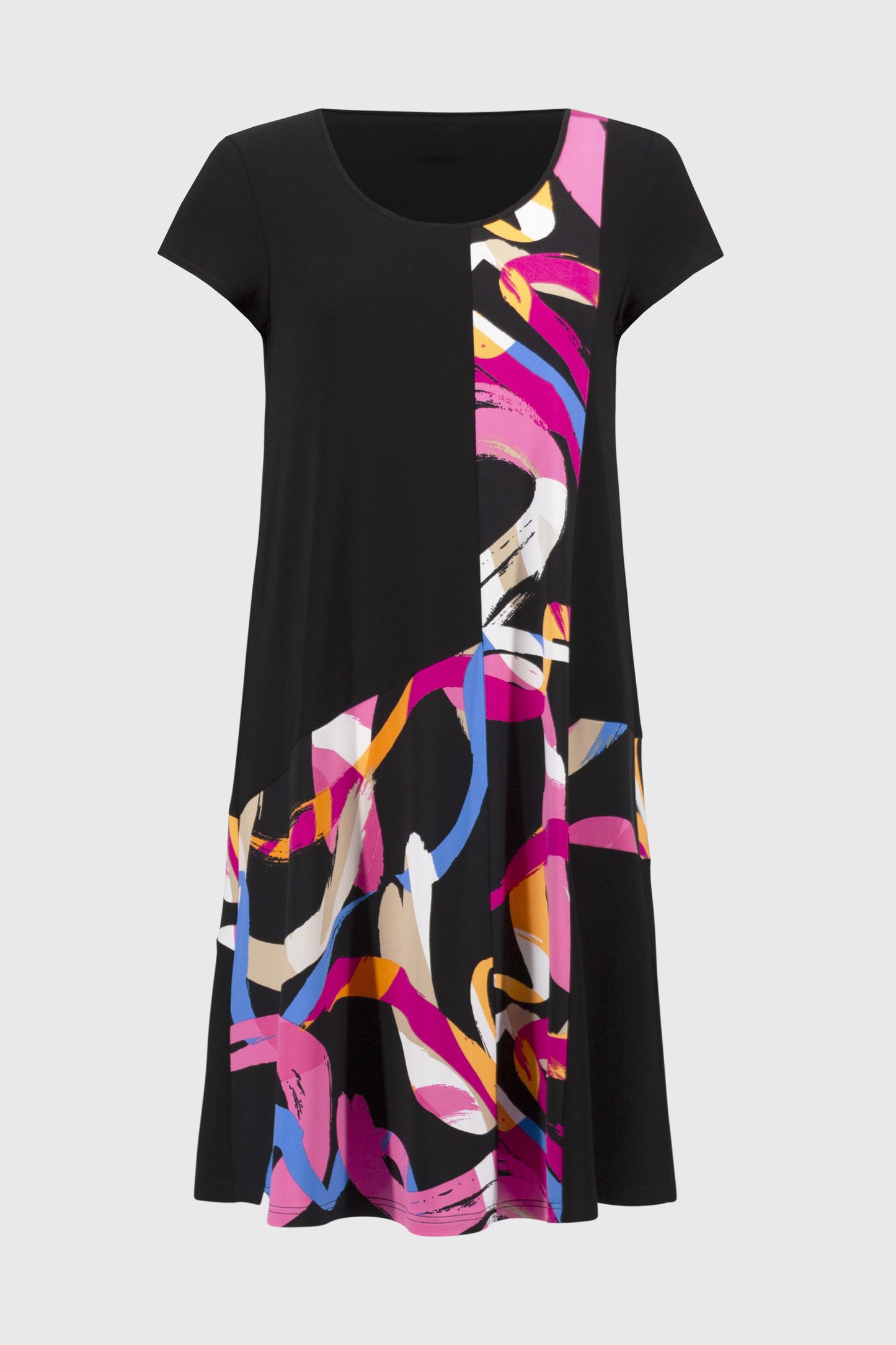 Silky Knit Abstract Print Trapeze Dress. Style JR251203