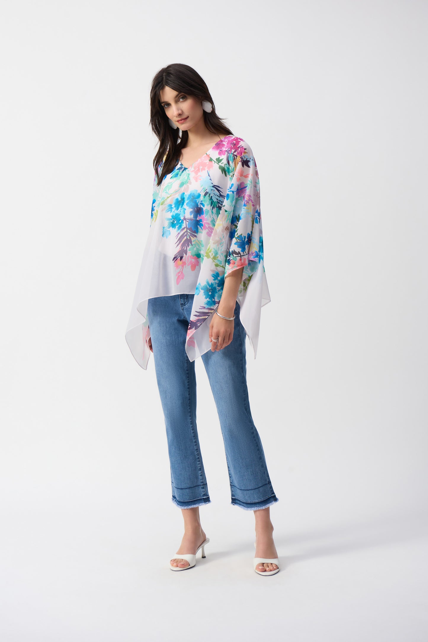 Chiffon Floral Print Poncho. Style JR251238