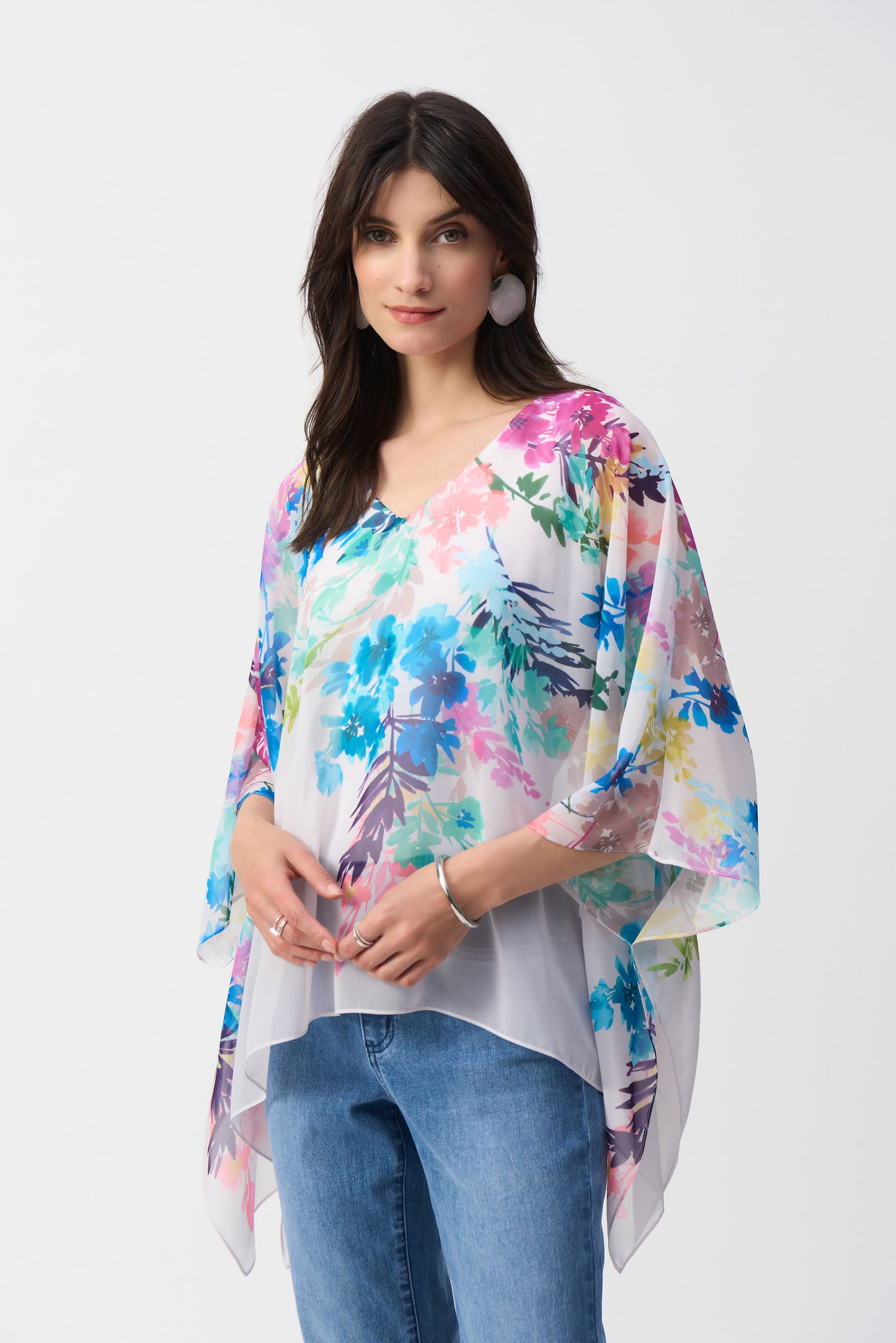 Chiffon Floral Print Poncho. Style JR251238