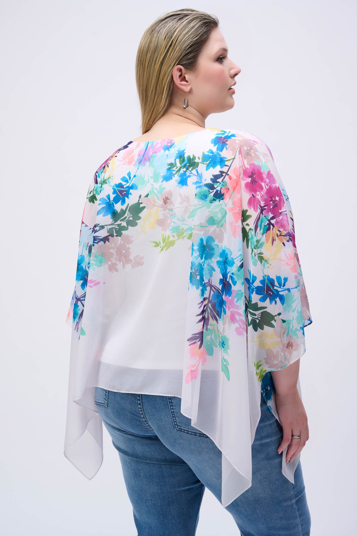 Chiffon Floral Print Poncho. Style JR251238