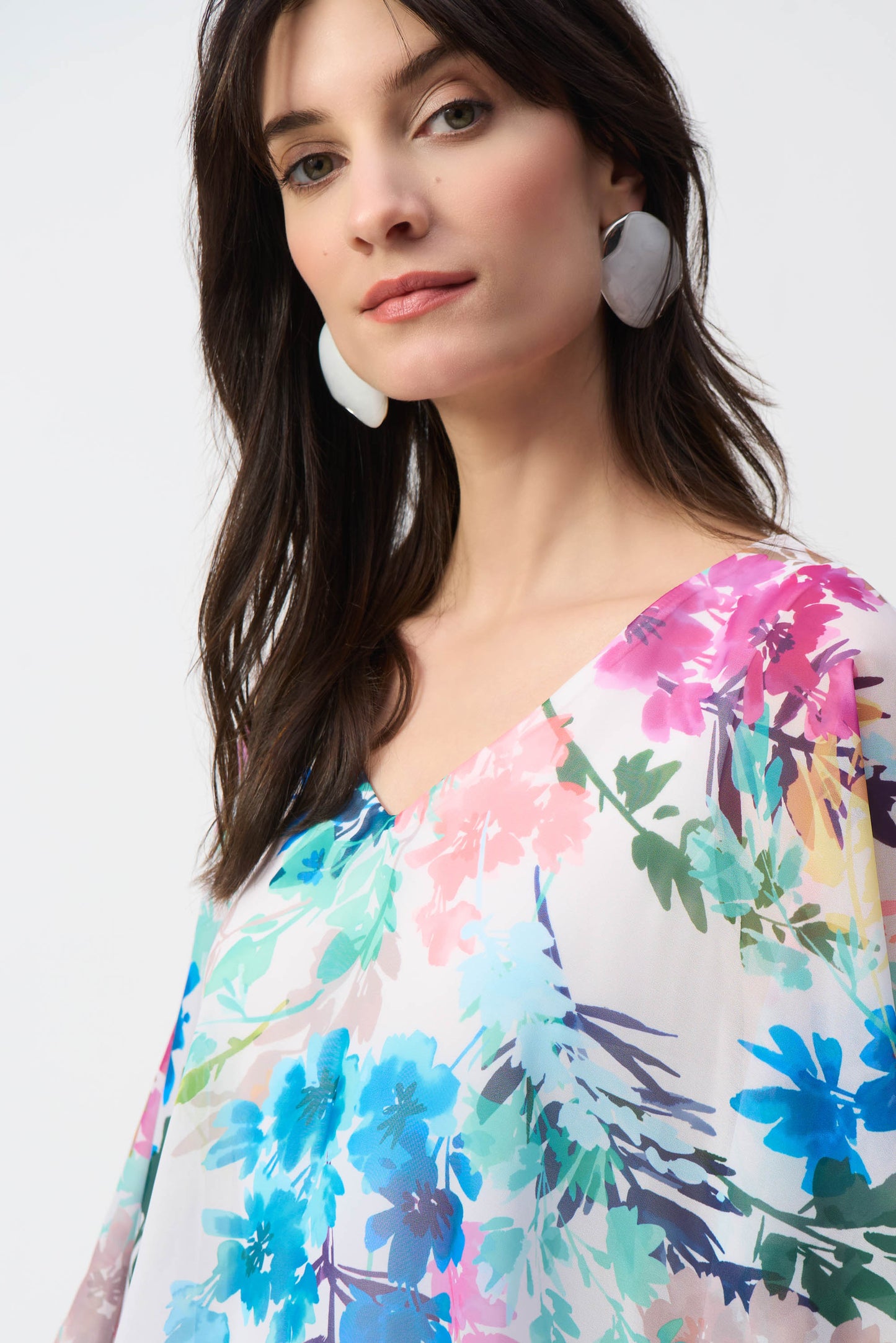 Chiffon Floral Print Poncho. Style JR251238