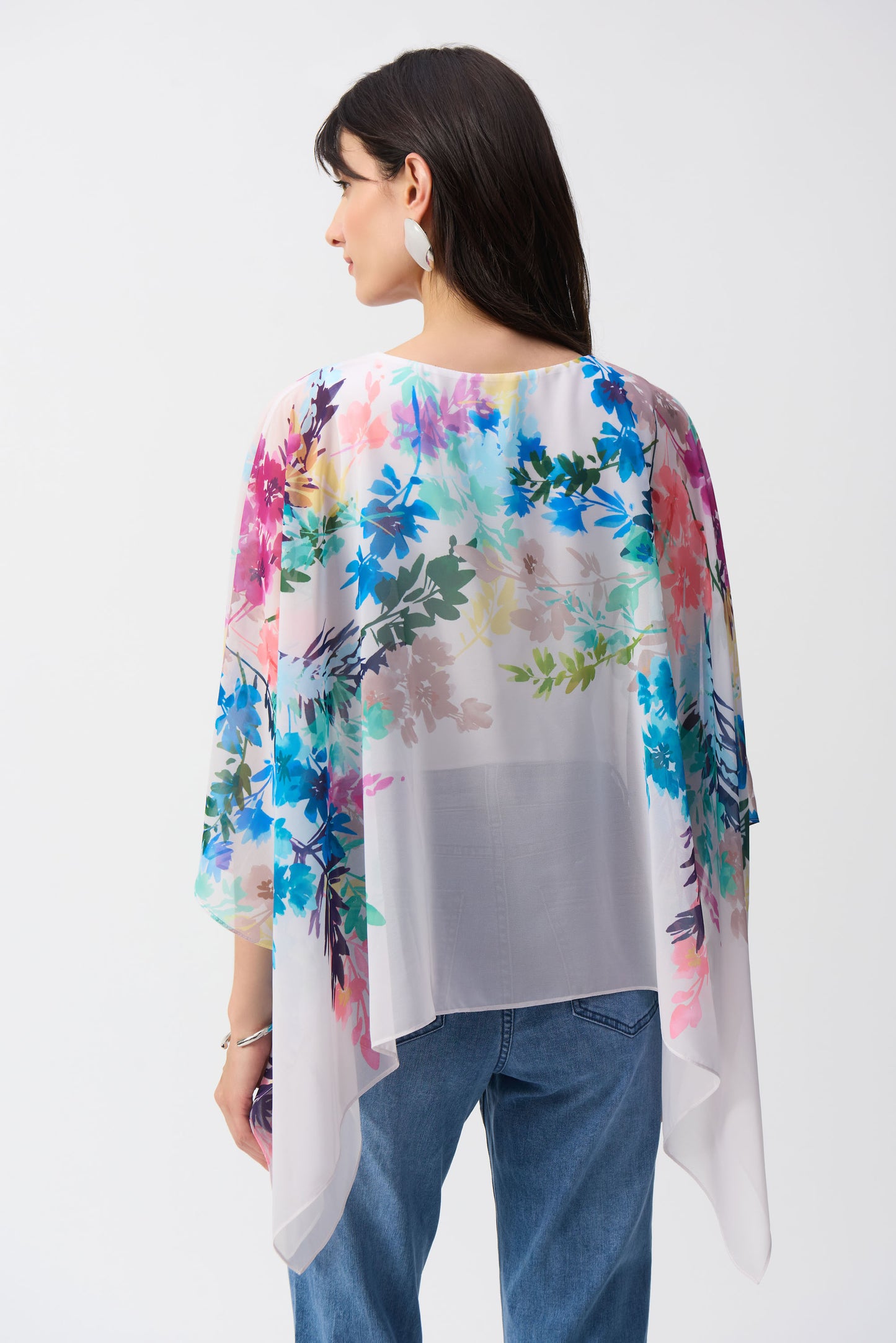 Chiffon Floral Print Poncho. Style JR251238