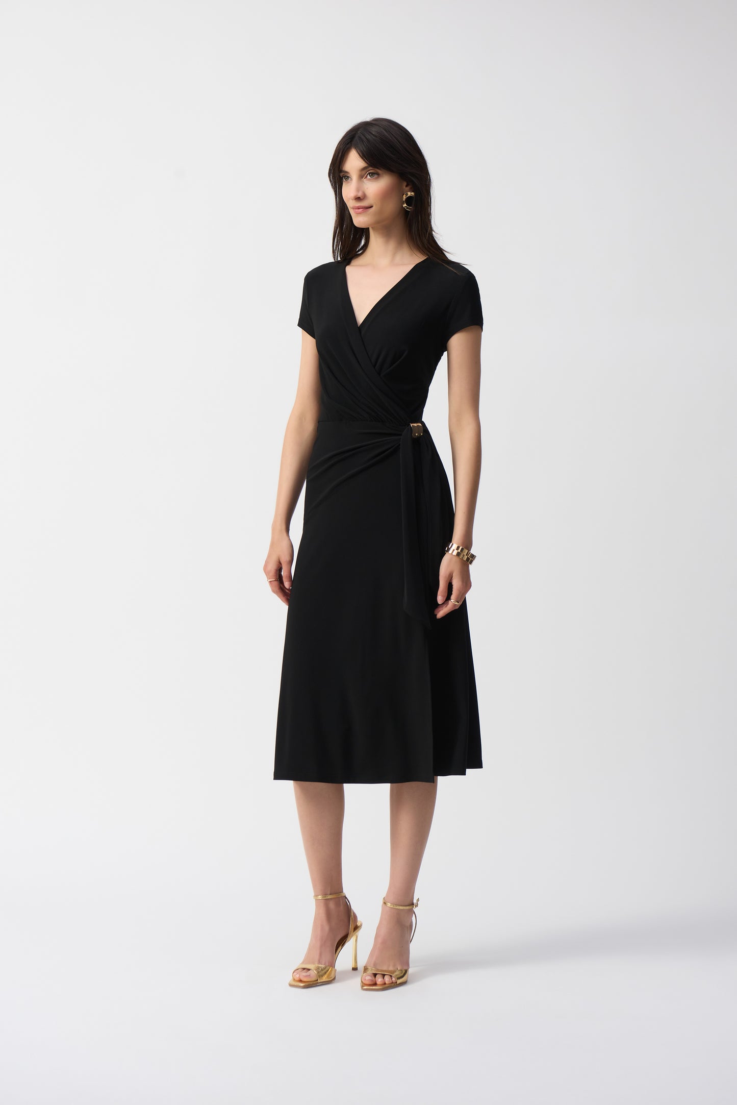 Silky Knit Flowy Wrap Dress. Style JR251250