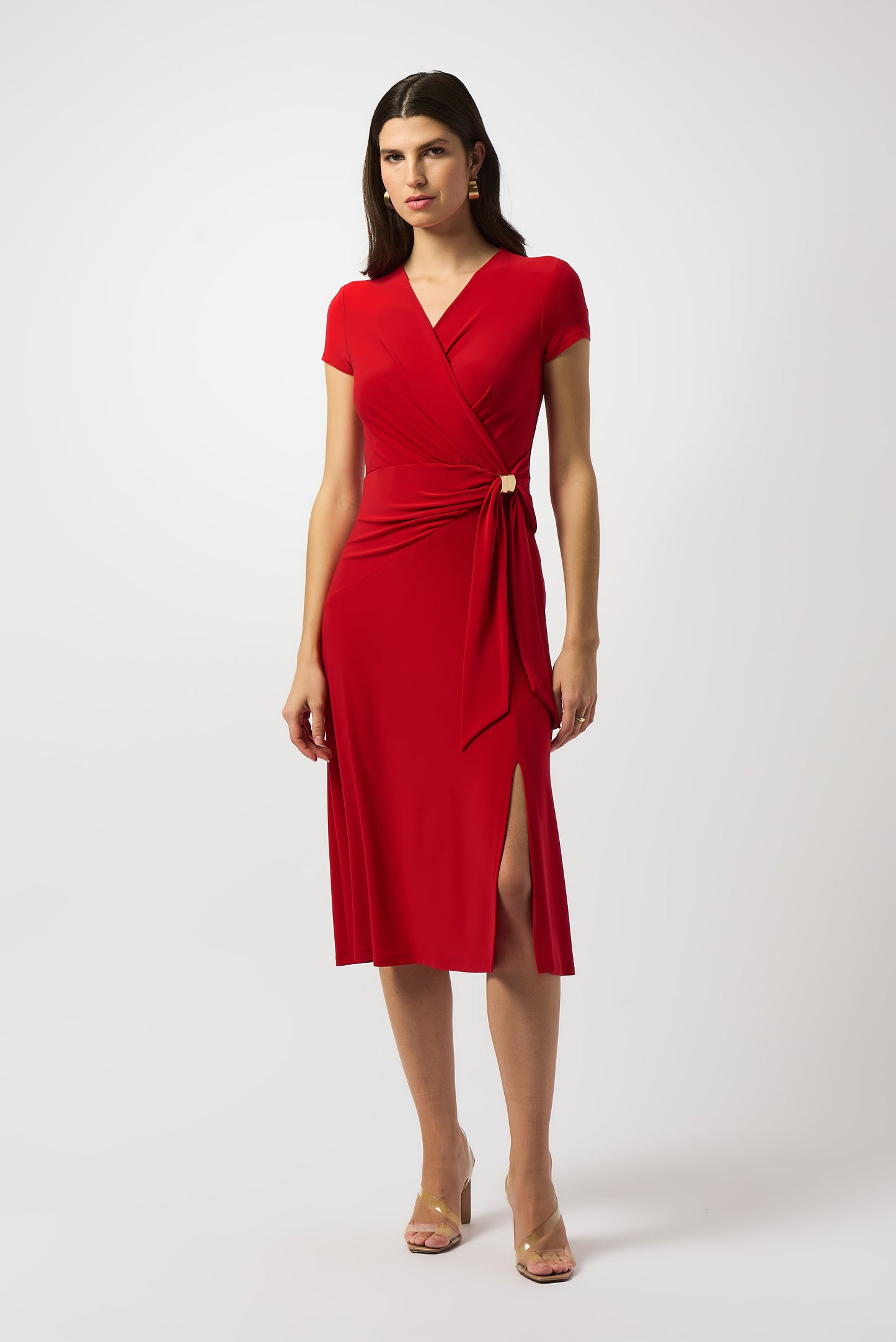 Silky Knit Flowy Wrap Dress. Style JR251250