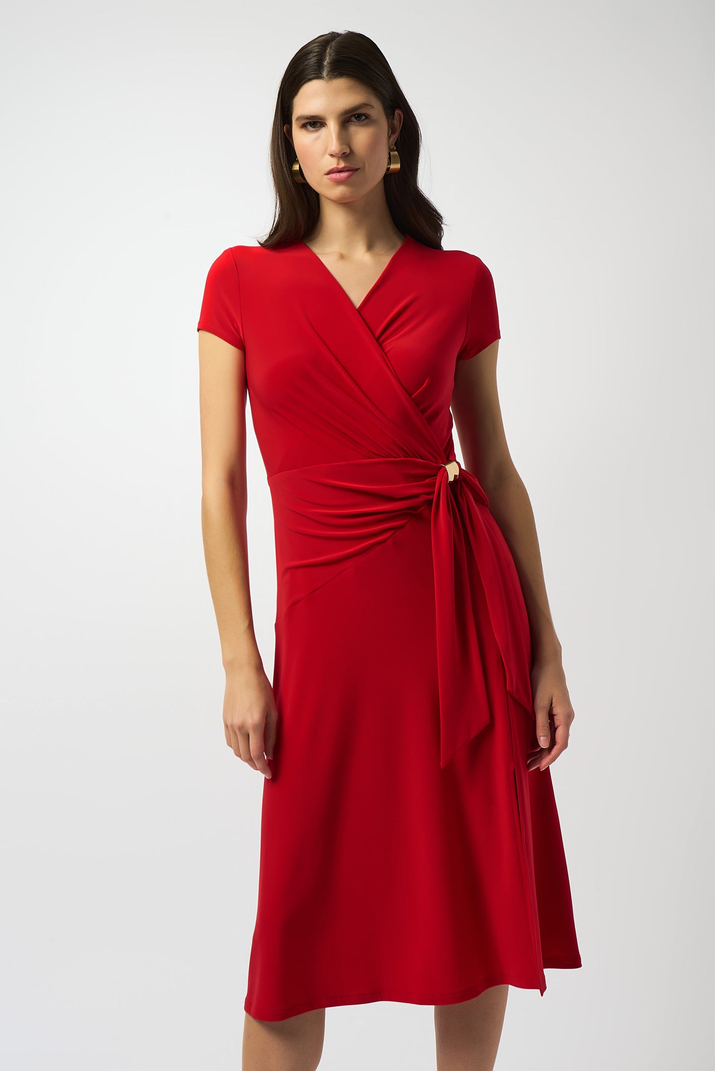 Silky Knit Flowy Wrap Dress. Style JR251250