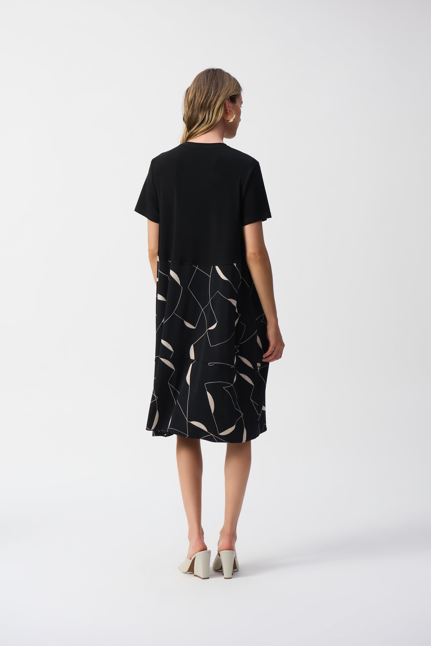 Silky Knit Geo Print Trapeze Dress. Style JR251271