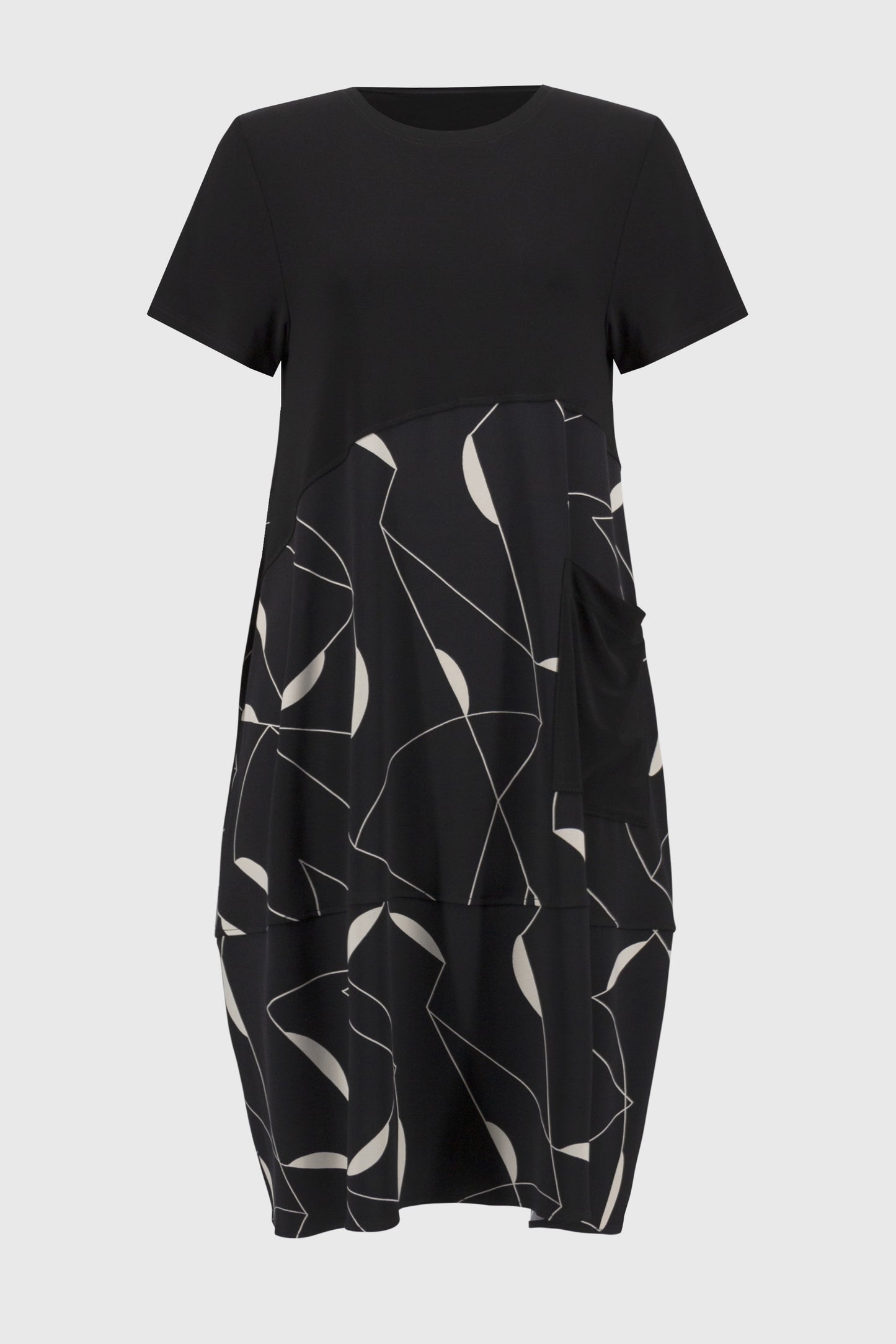 Silky Knit Geo Print Trapeze Dress. Style JR251271