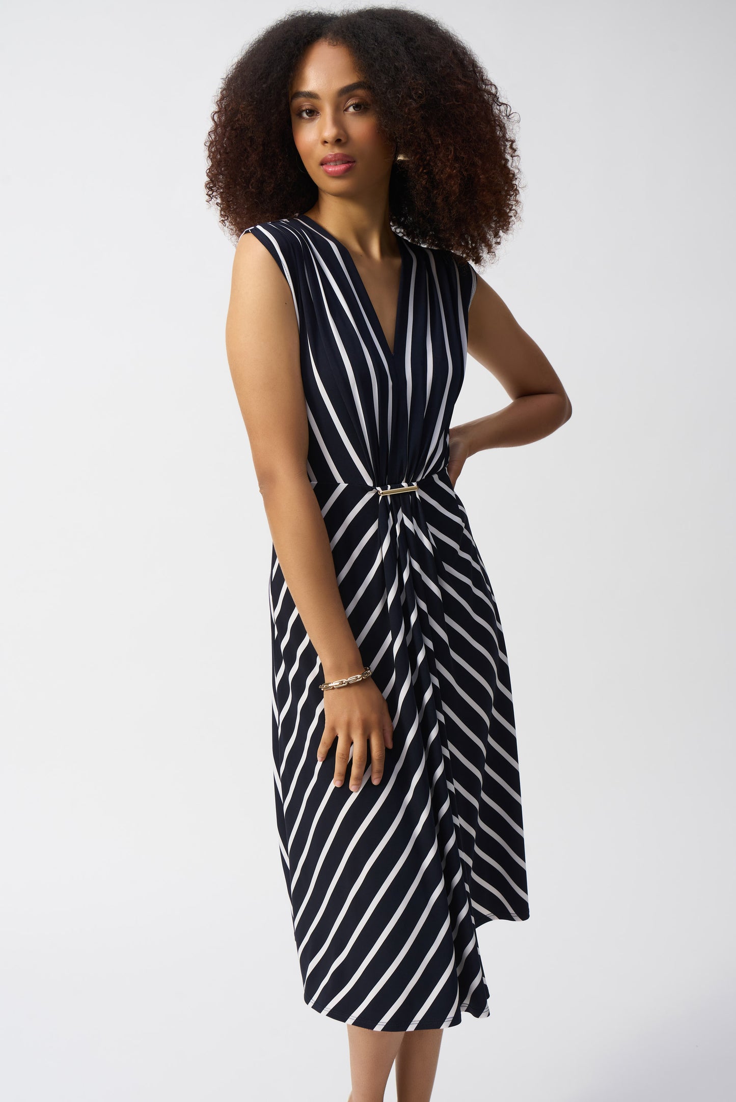 Silky Knit Stripe Fit & Flare Dress. Style JR251295
